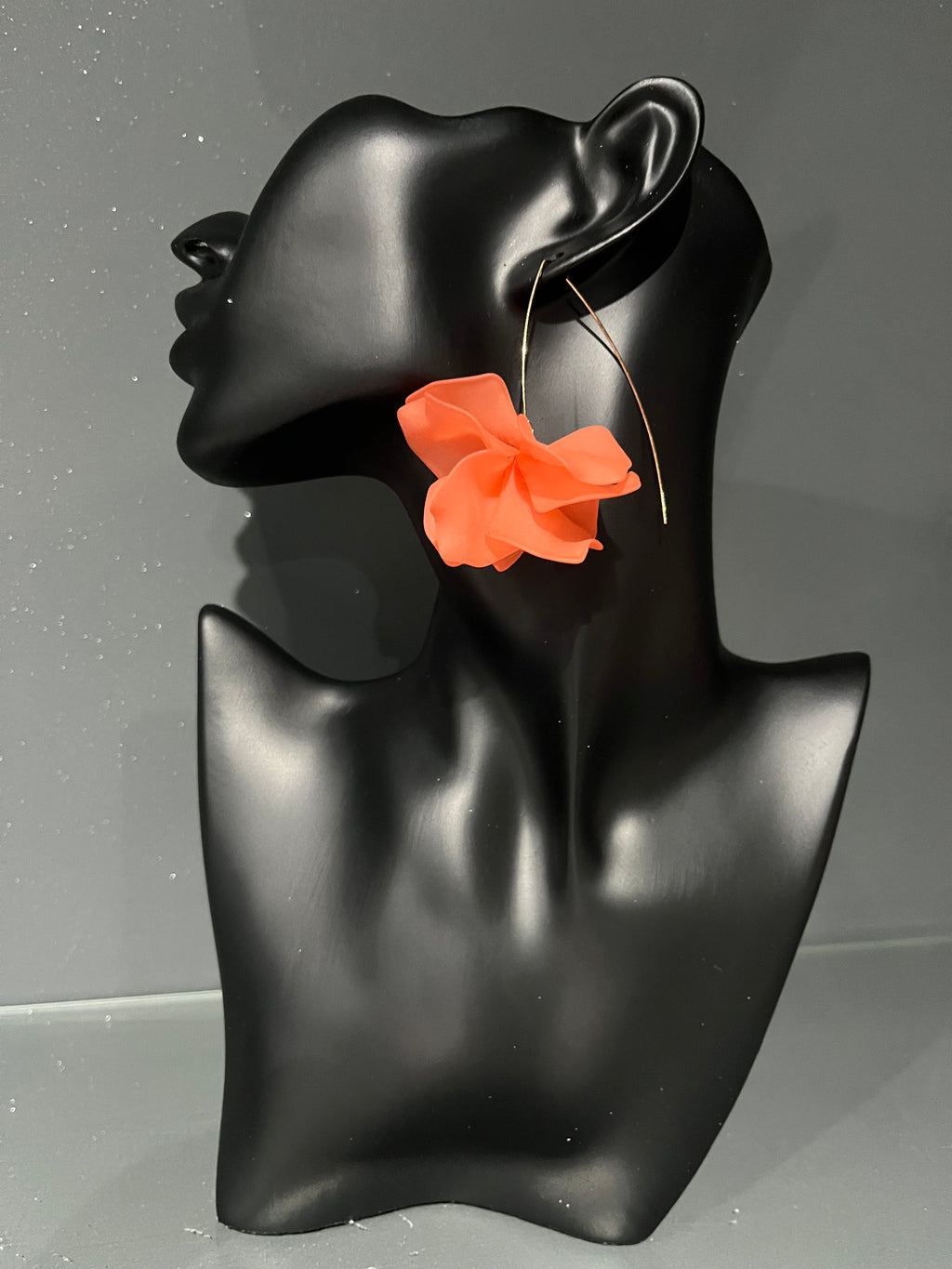Orange Flower drop earring