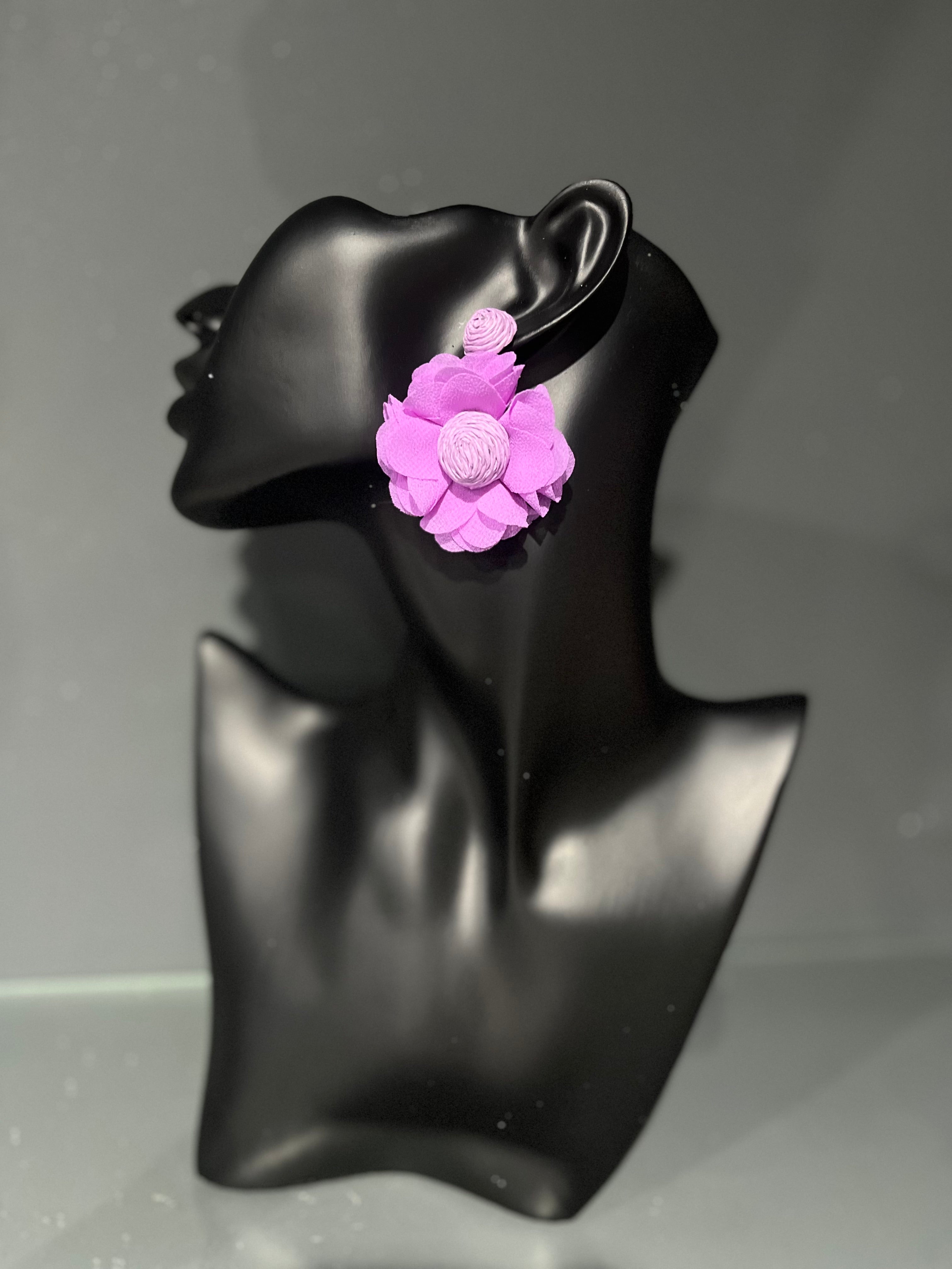 Purple Retro Rose Earring