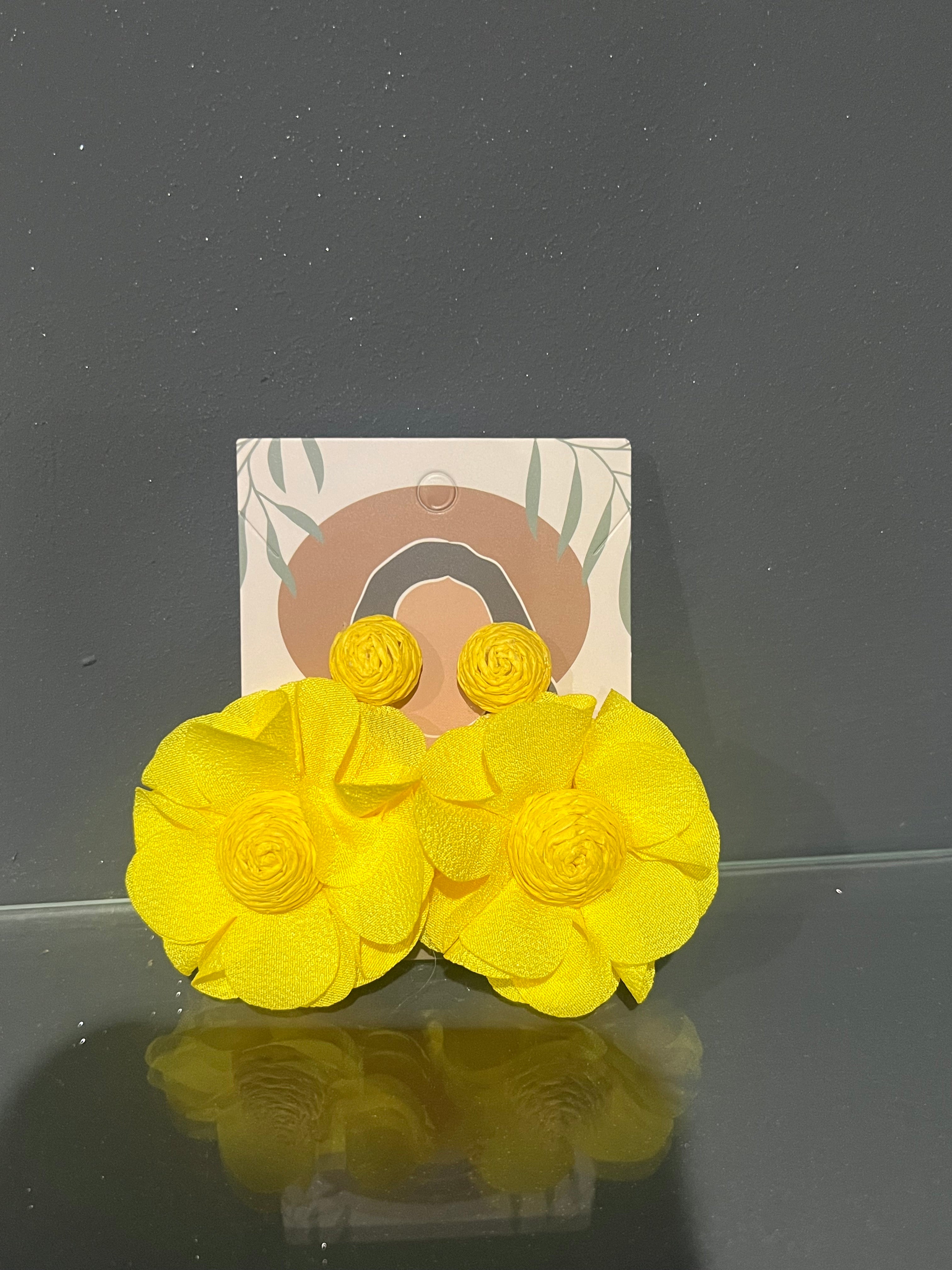 Yellow Retro Rose Earring