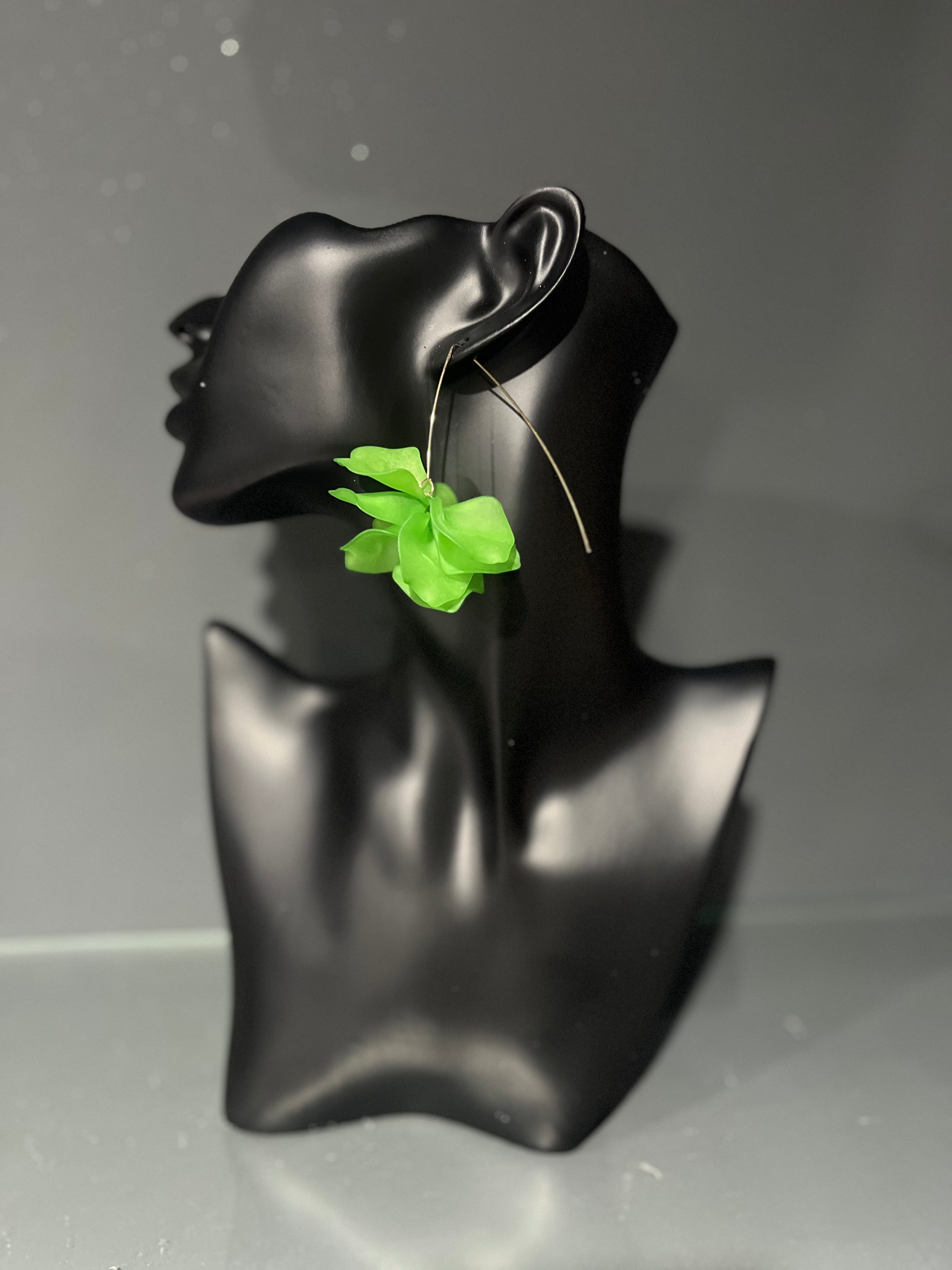 Green Flower drop earring