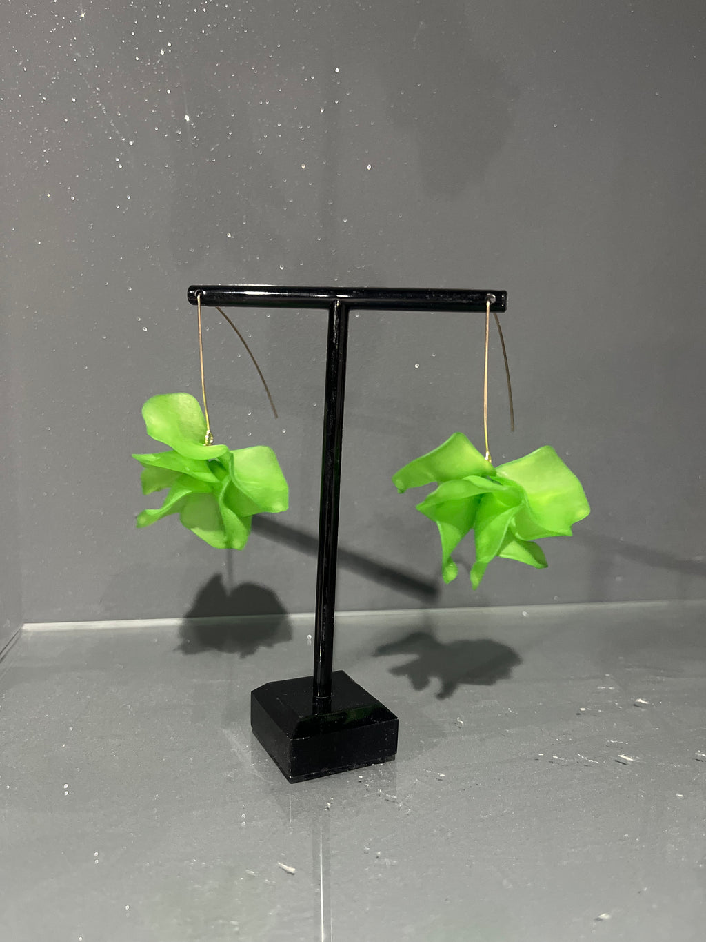 Green Flower drop earring