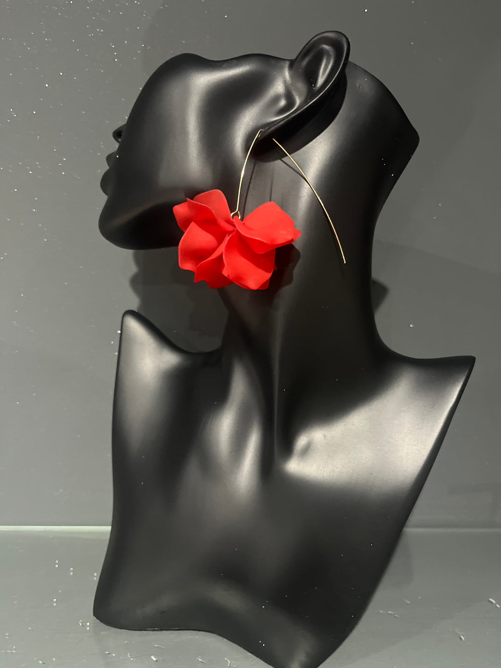 Red Flower drop earring
