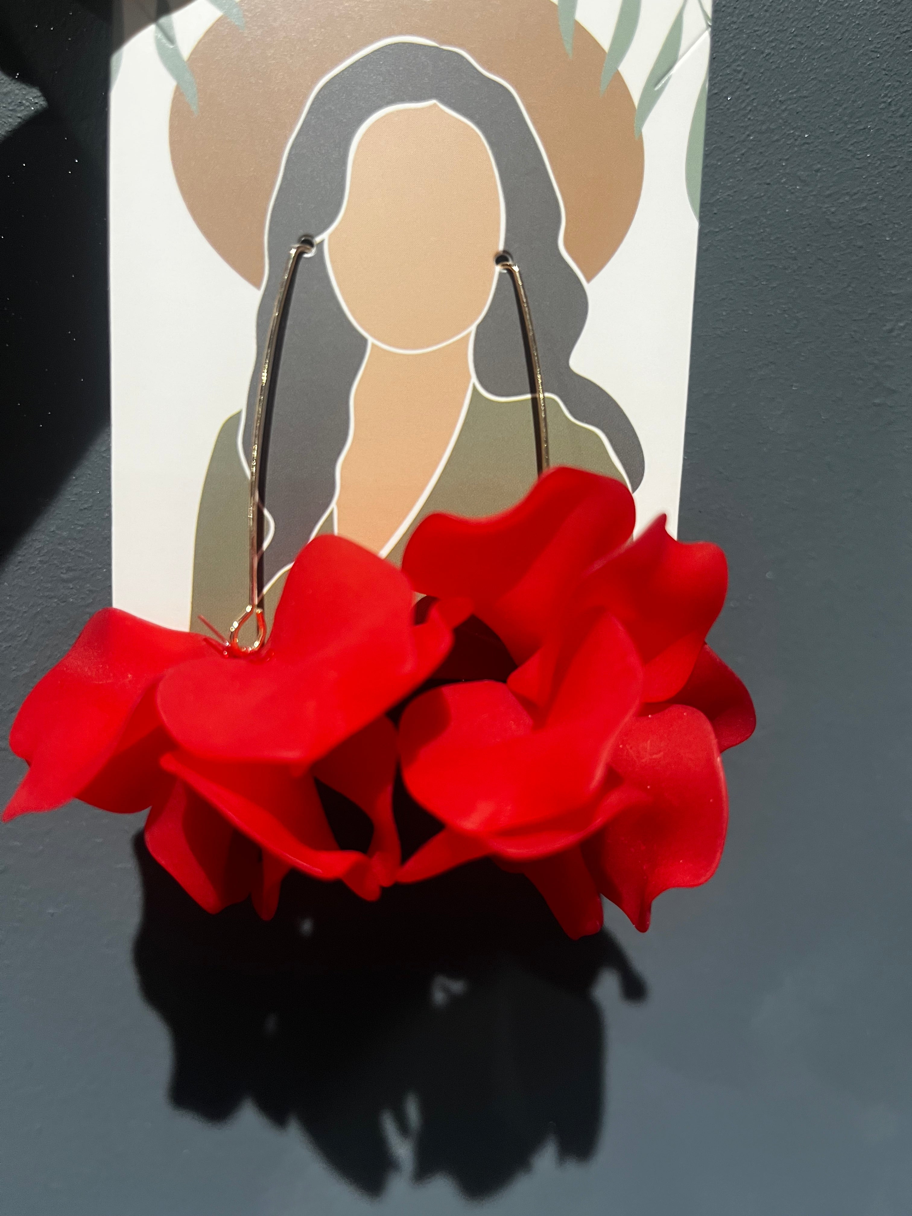 Red Flower drop earring