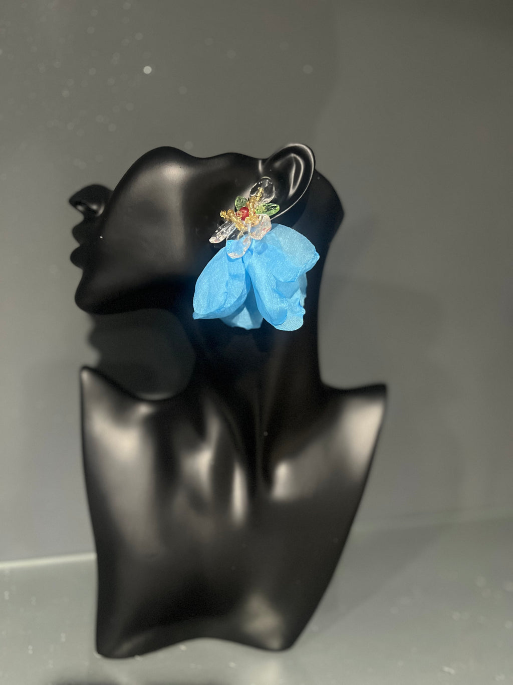 Light Blue Chiffon Petal Earring