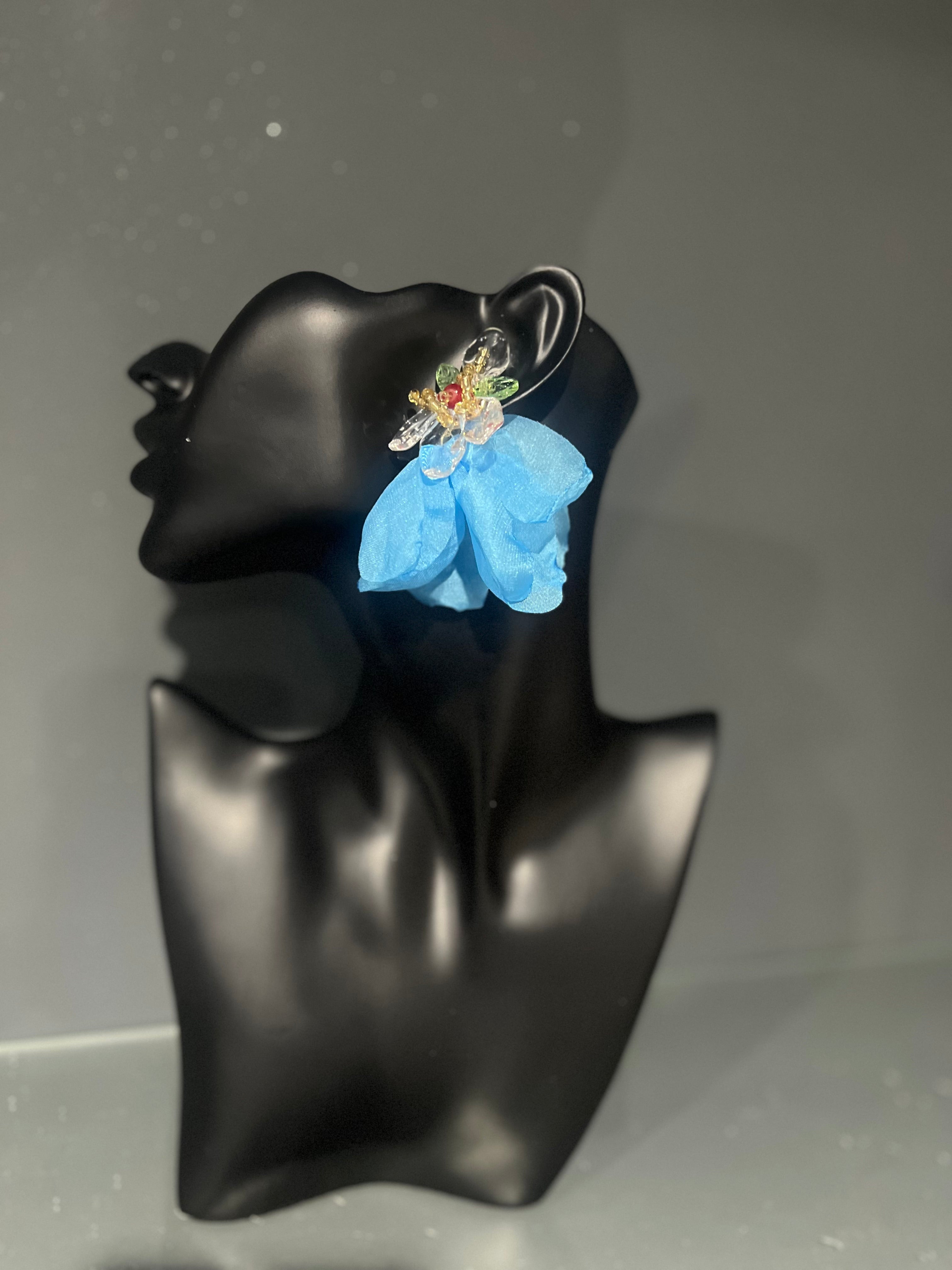 Light Blue Chiffon Petal Earring