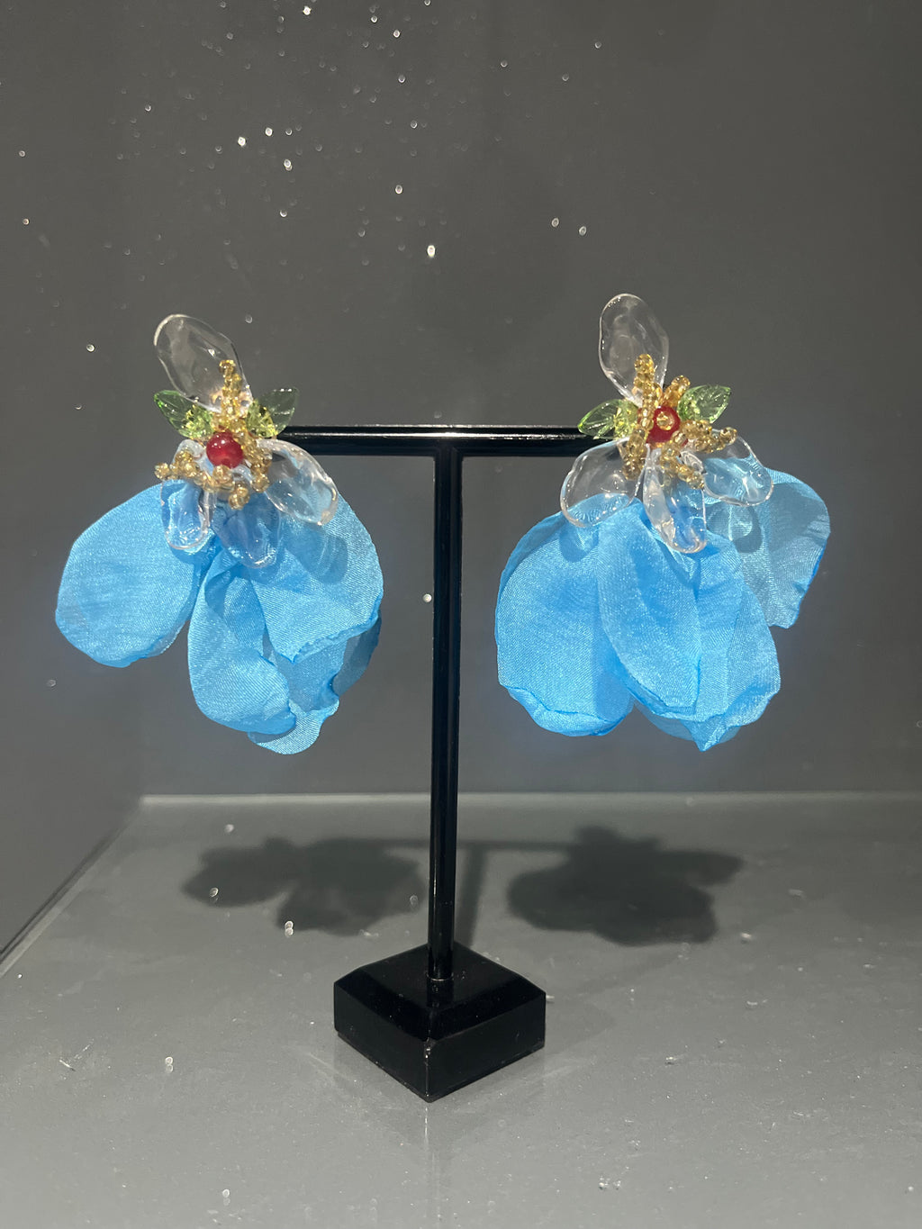 Light Blue Chiffon Petal Earring