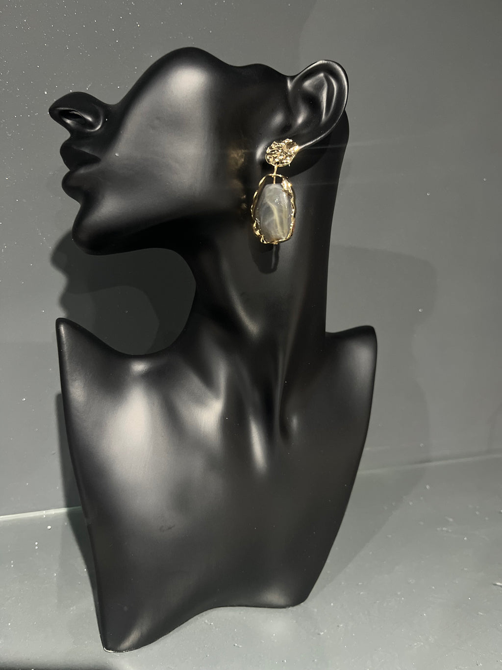 Grey & Gold Stud Earring