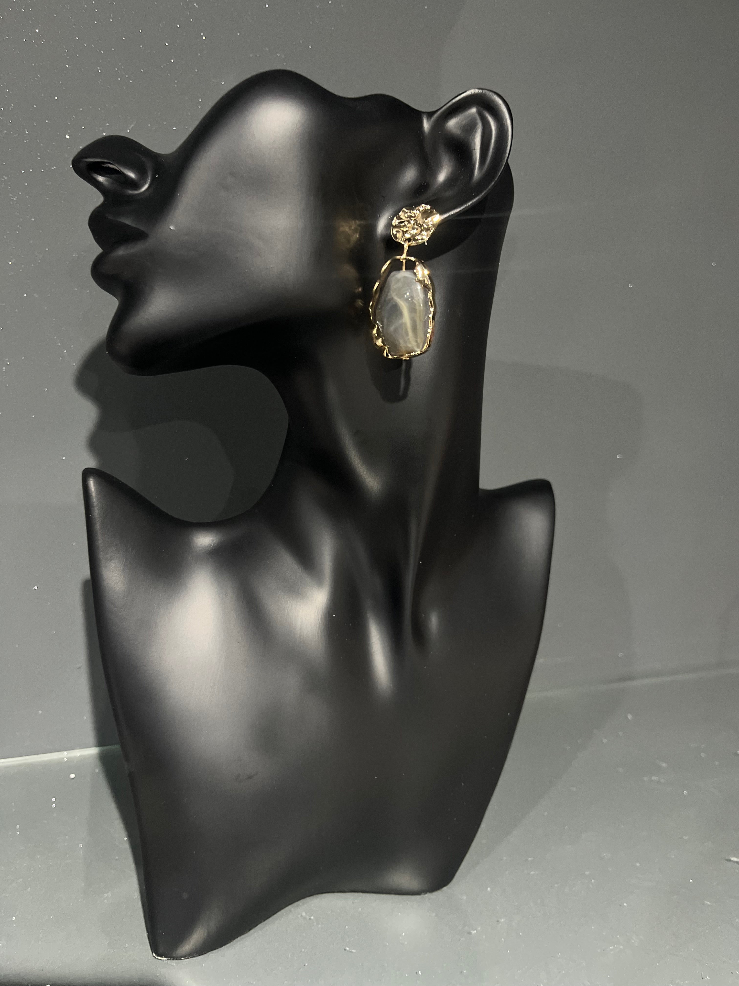 Grey & Gold Stud Earring