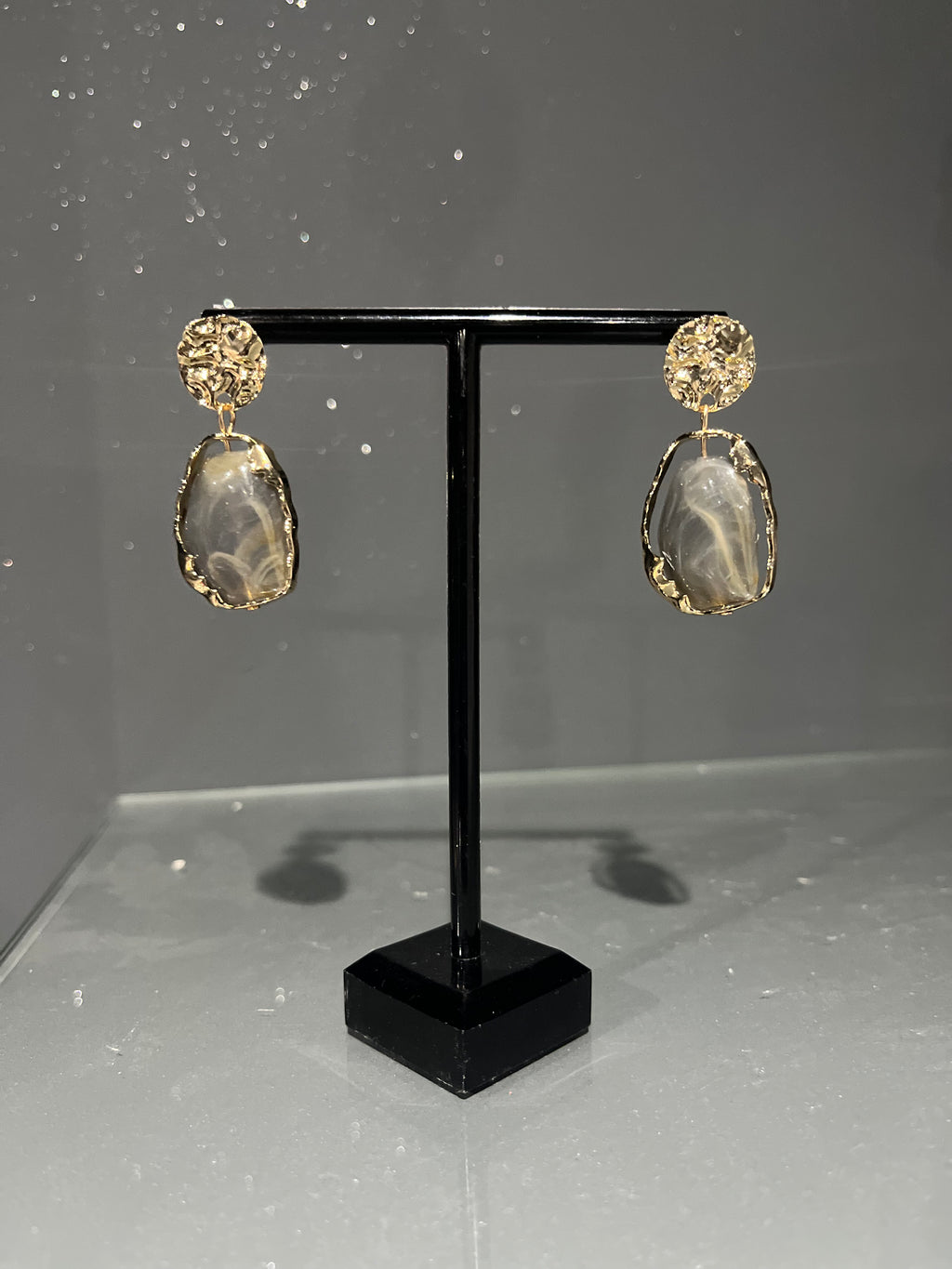 Grey & Gold Stud Earring