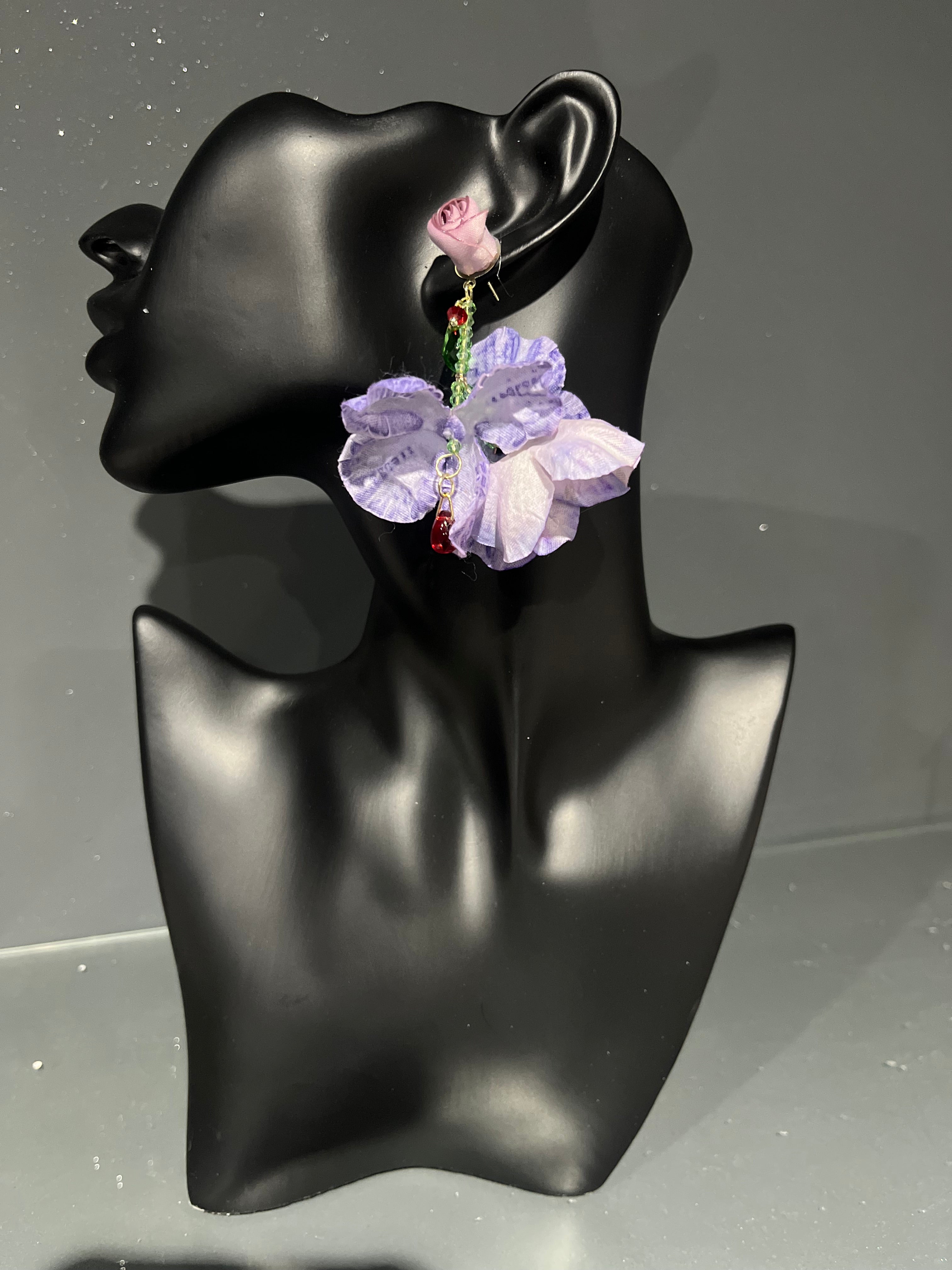 Lilac Rose Gem Flower Earring
