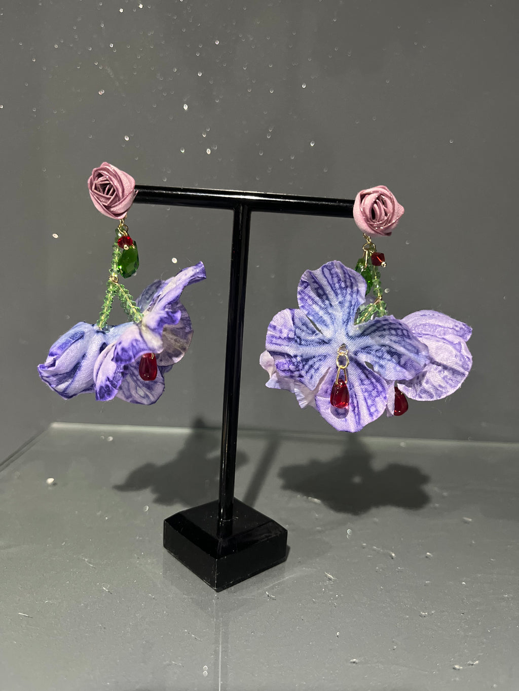Lilac Rose Gem Flower Earring
