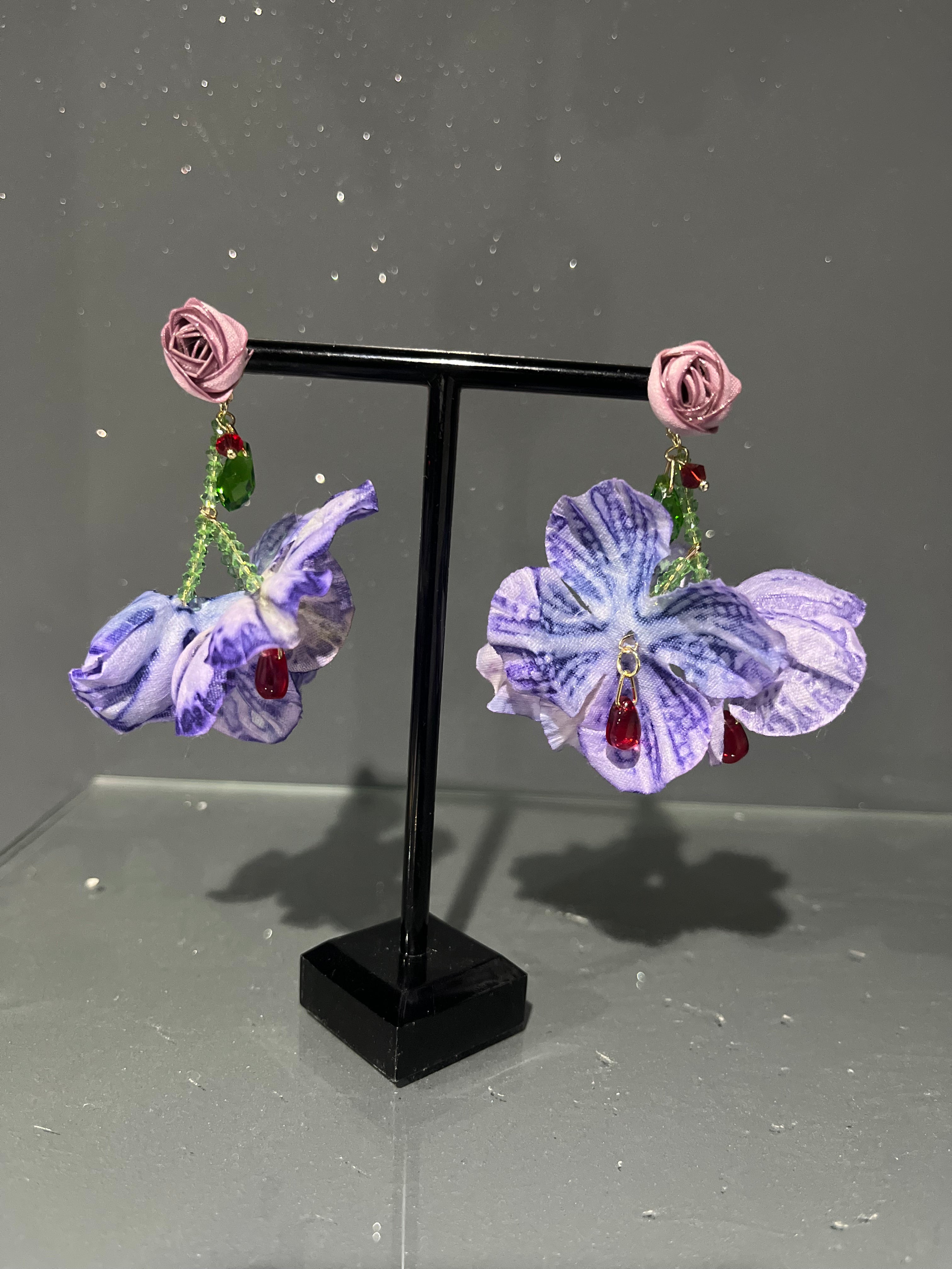 Lilac Rose Gem Flower Earring