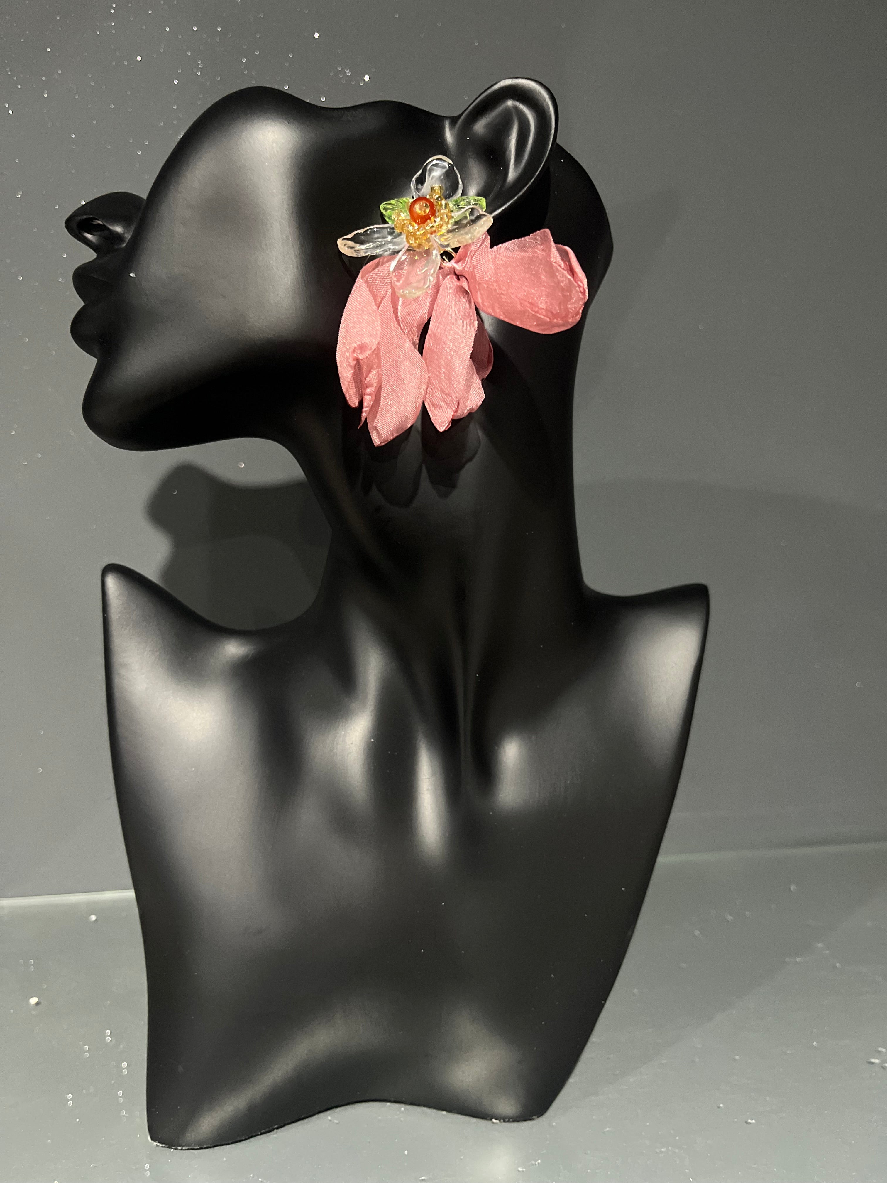 Pink Chiffon Petal Earring