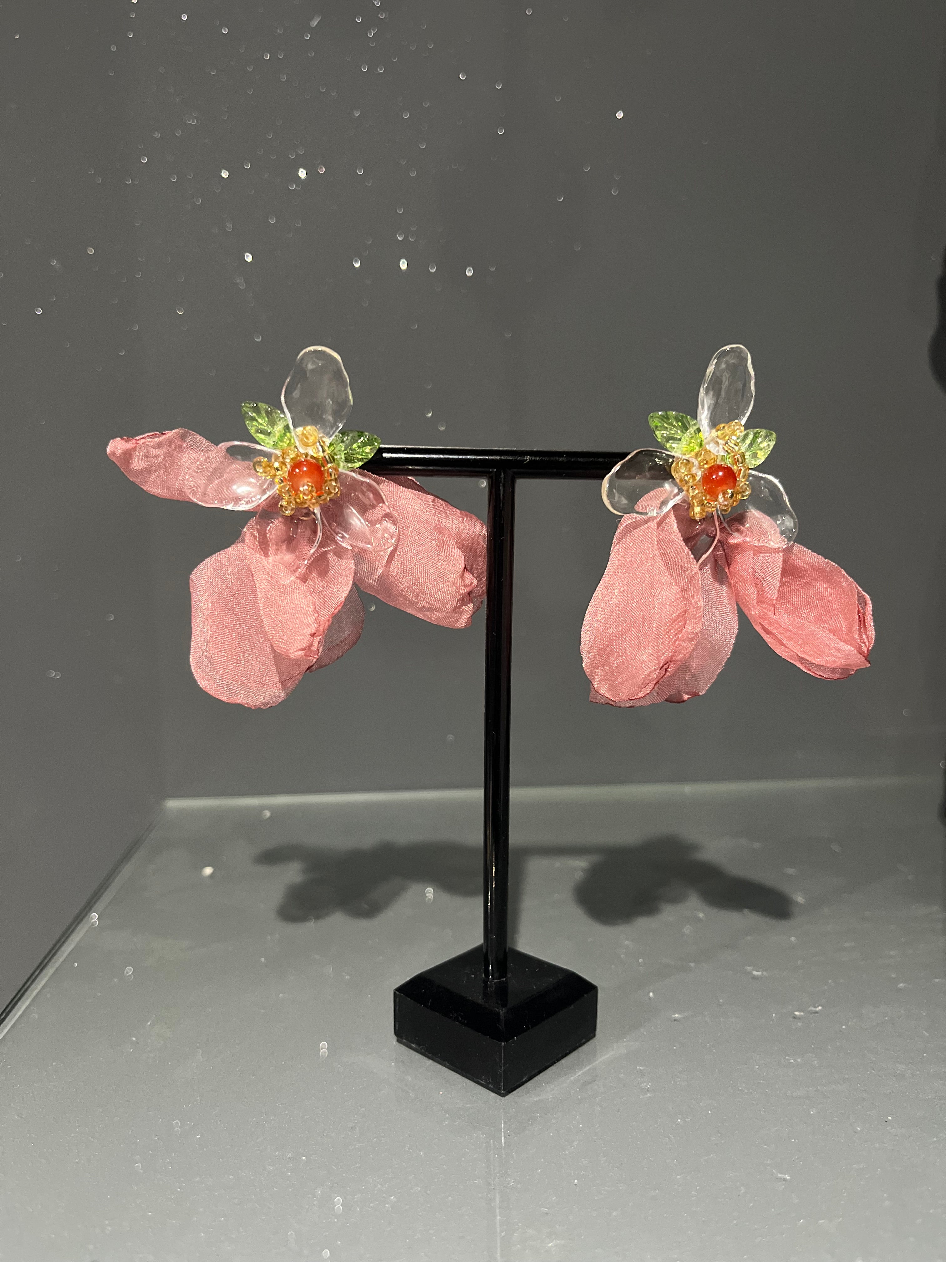 Pink Chiffon Petal Earring