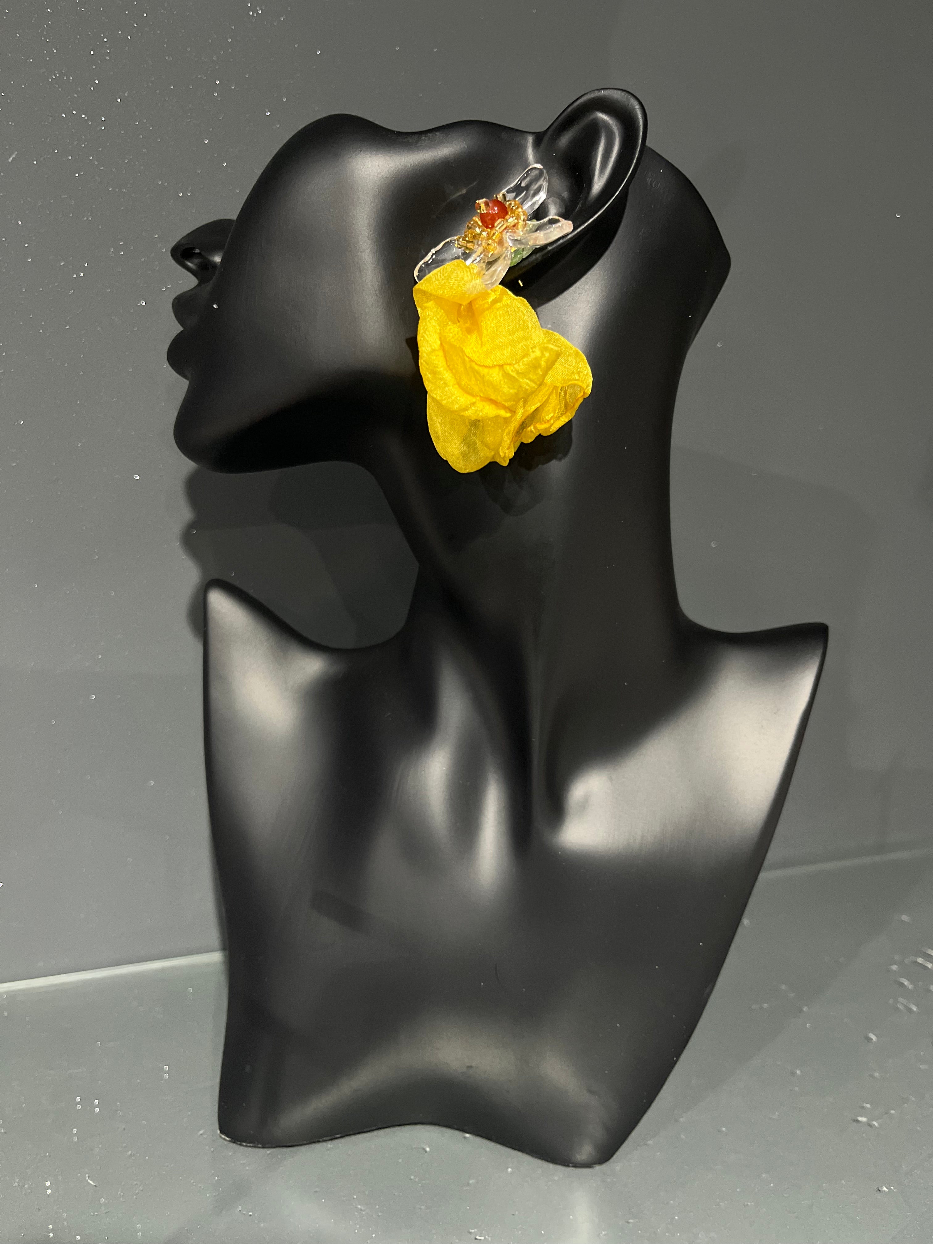 Yellow Chiffon Petal Earring
