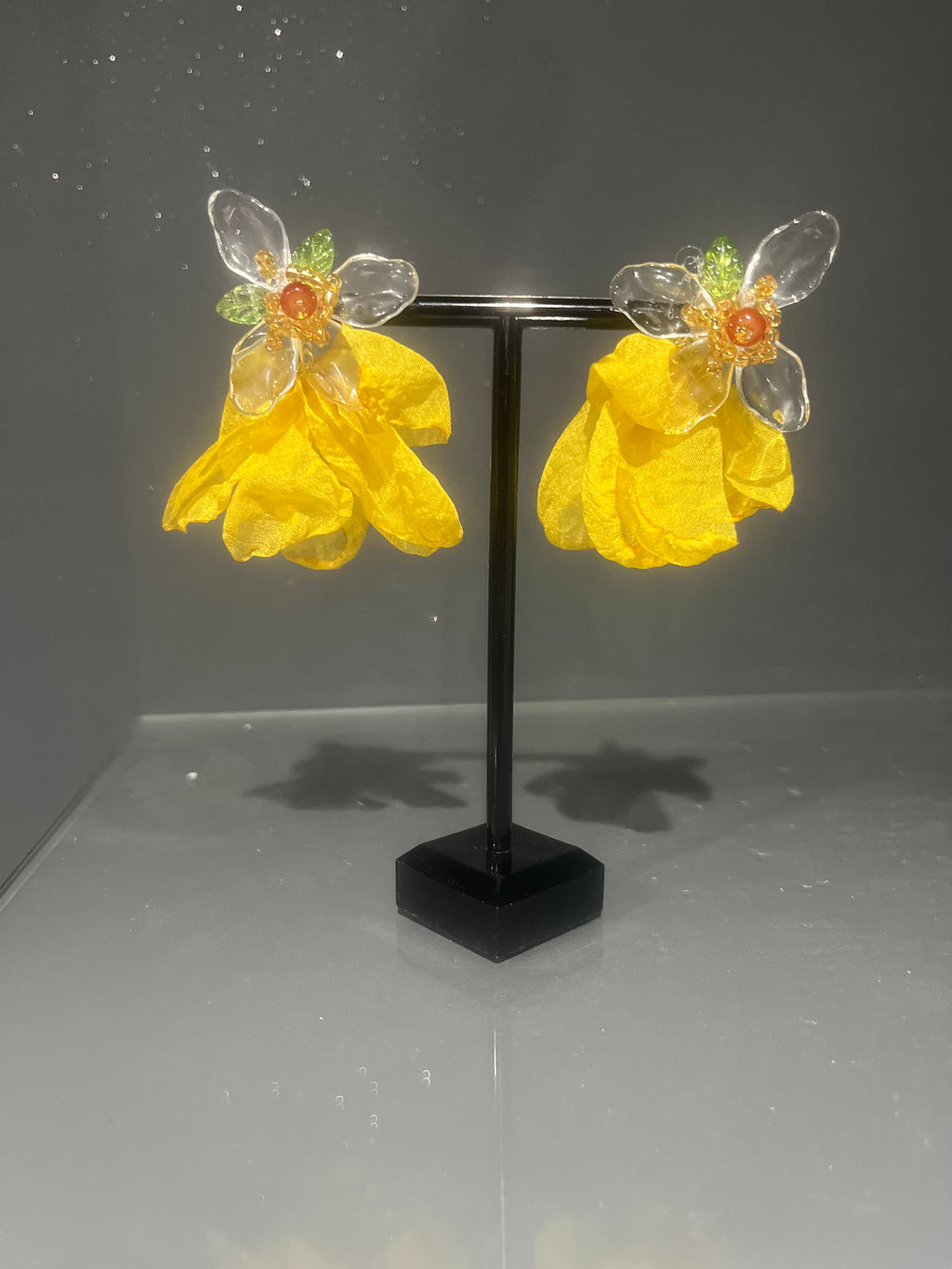 Yellow Chiffon Petal Earring