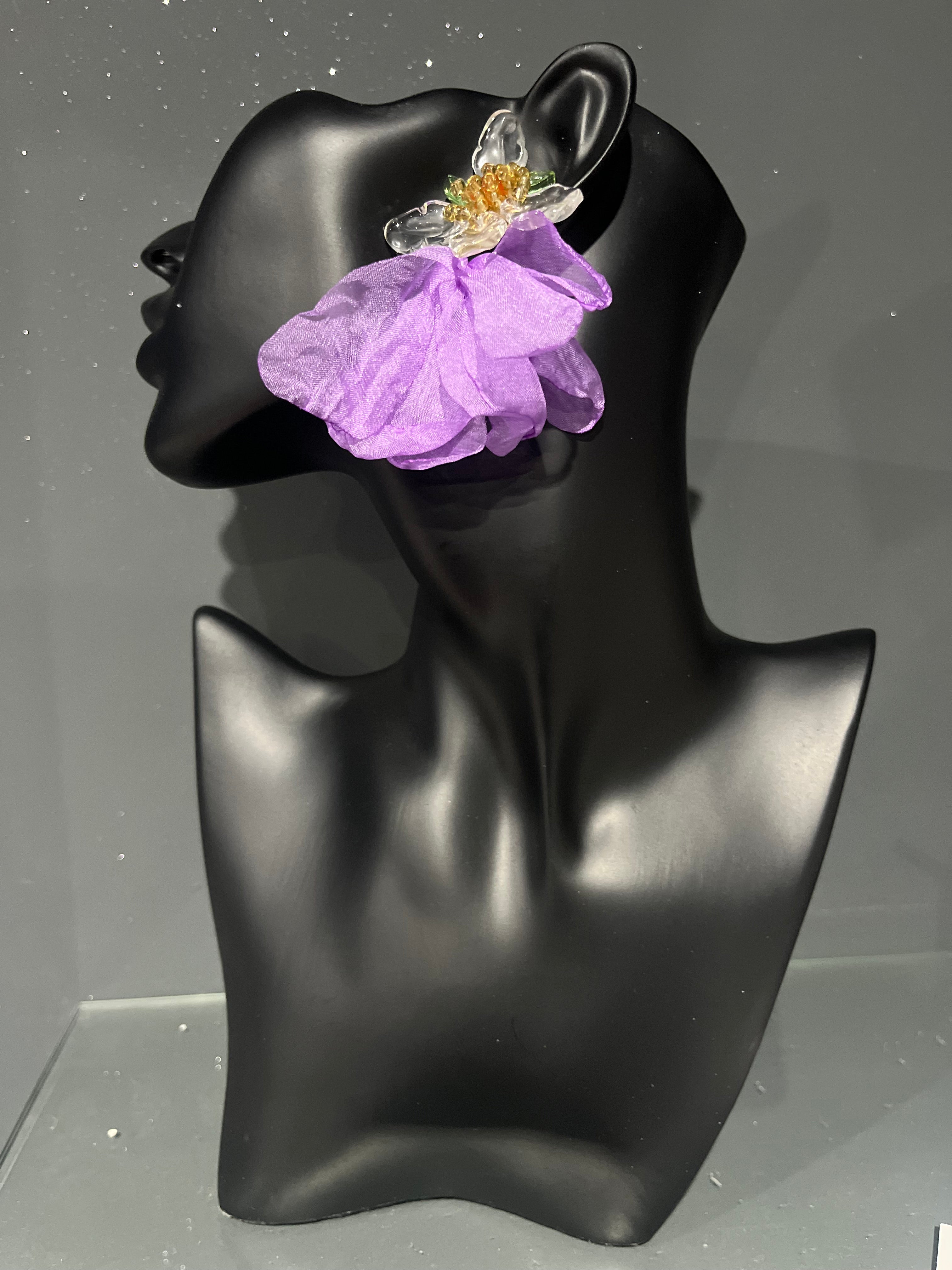 Purple Chiffon Petal Earring
