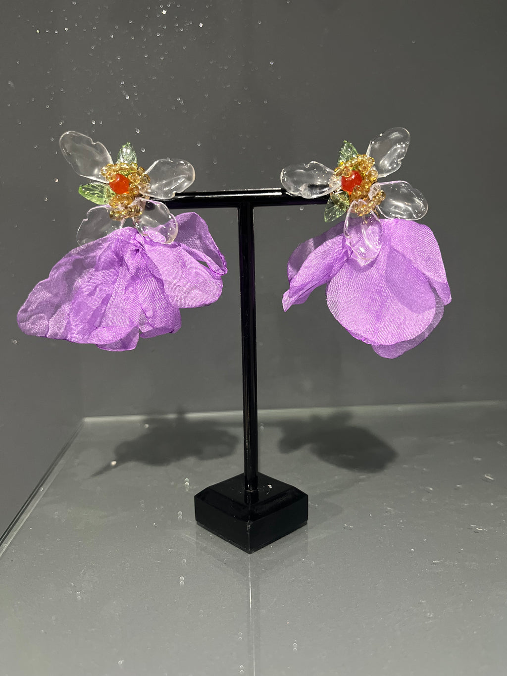 Purple Chiffon Petal Earring