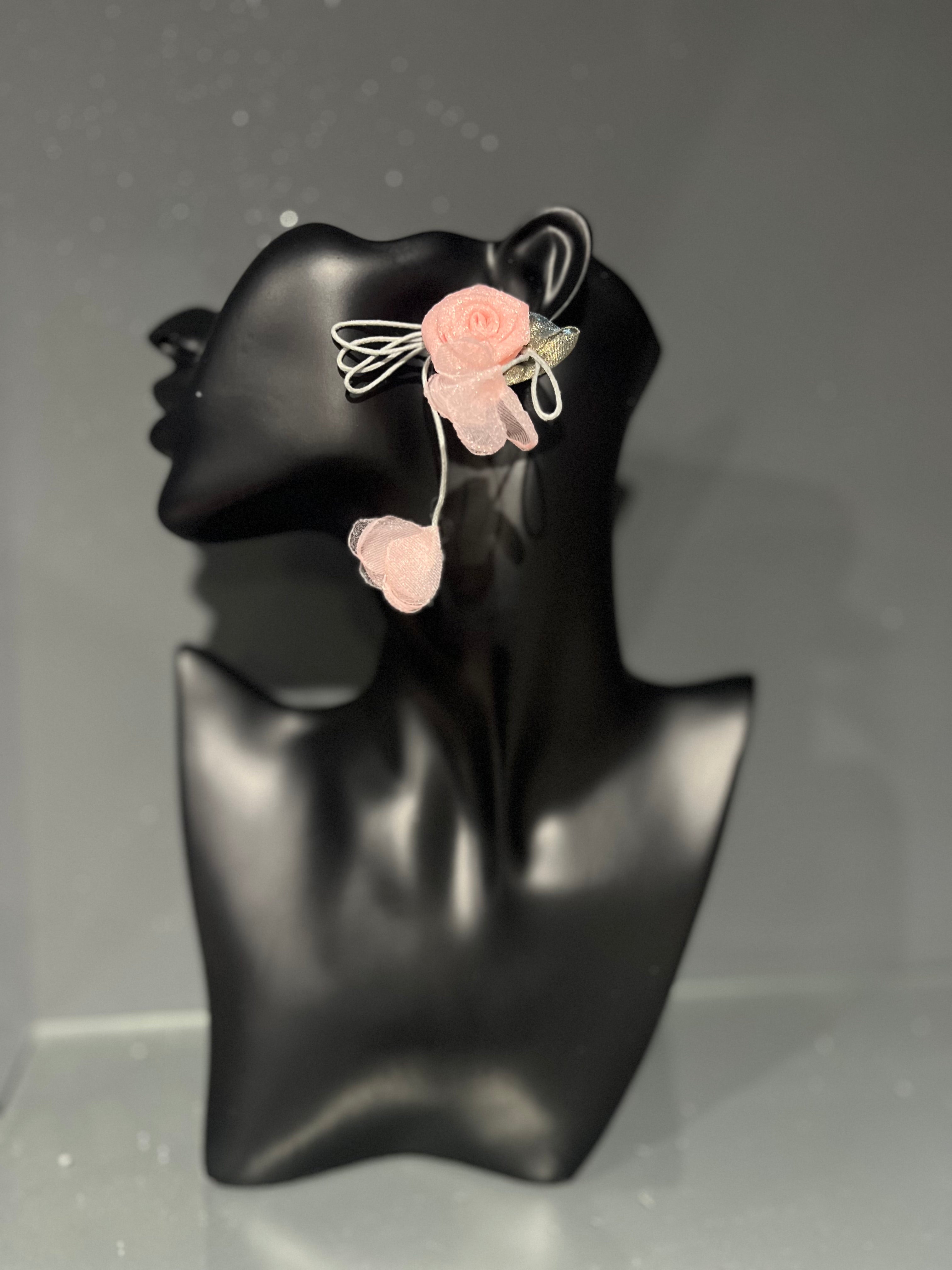 Pink Mesh Rose Earring