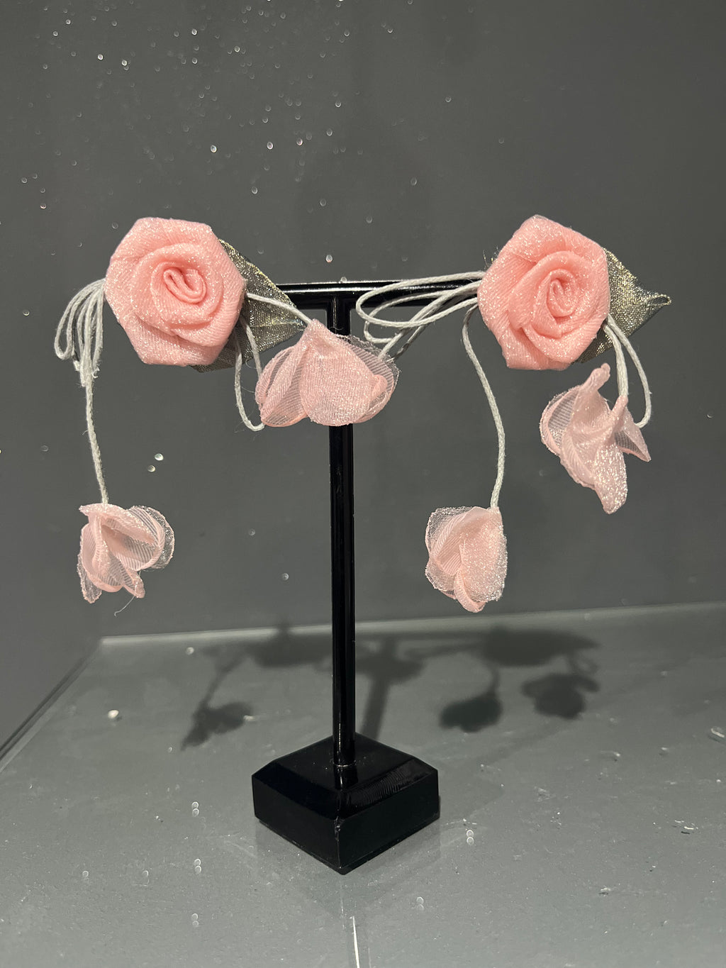Pink Mesh Rose Earring