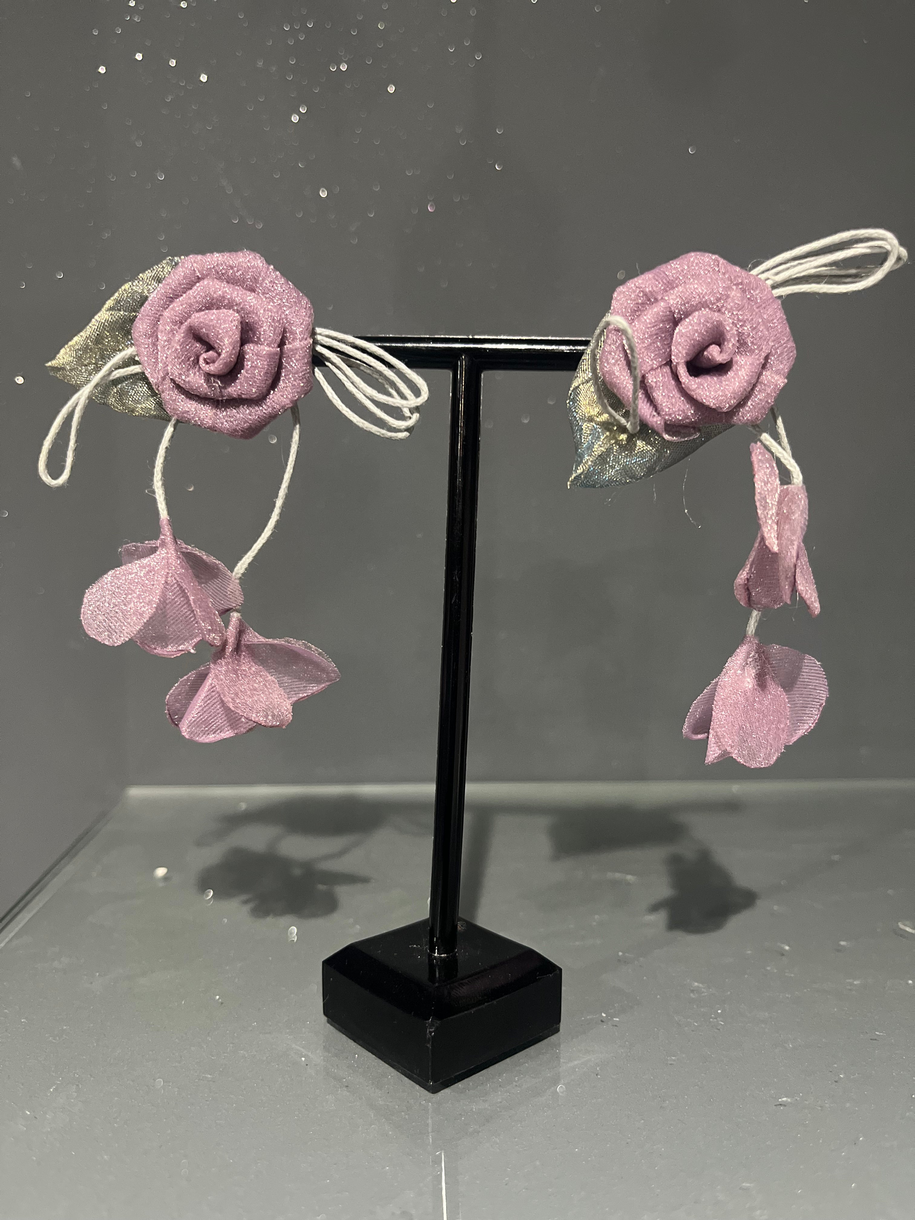 Purple Mesh Rose Earring
