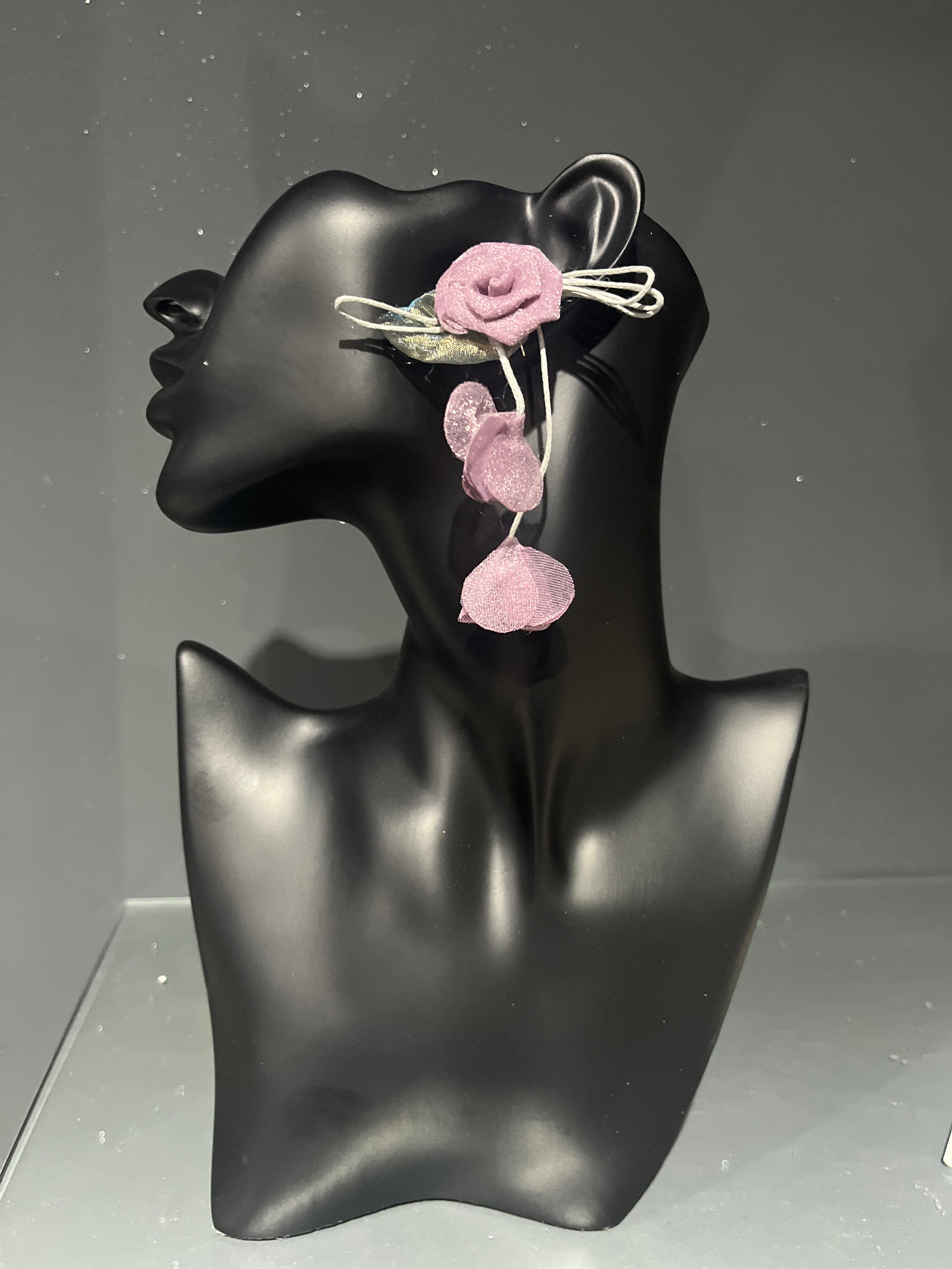 Purple Mesh Rose Earring