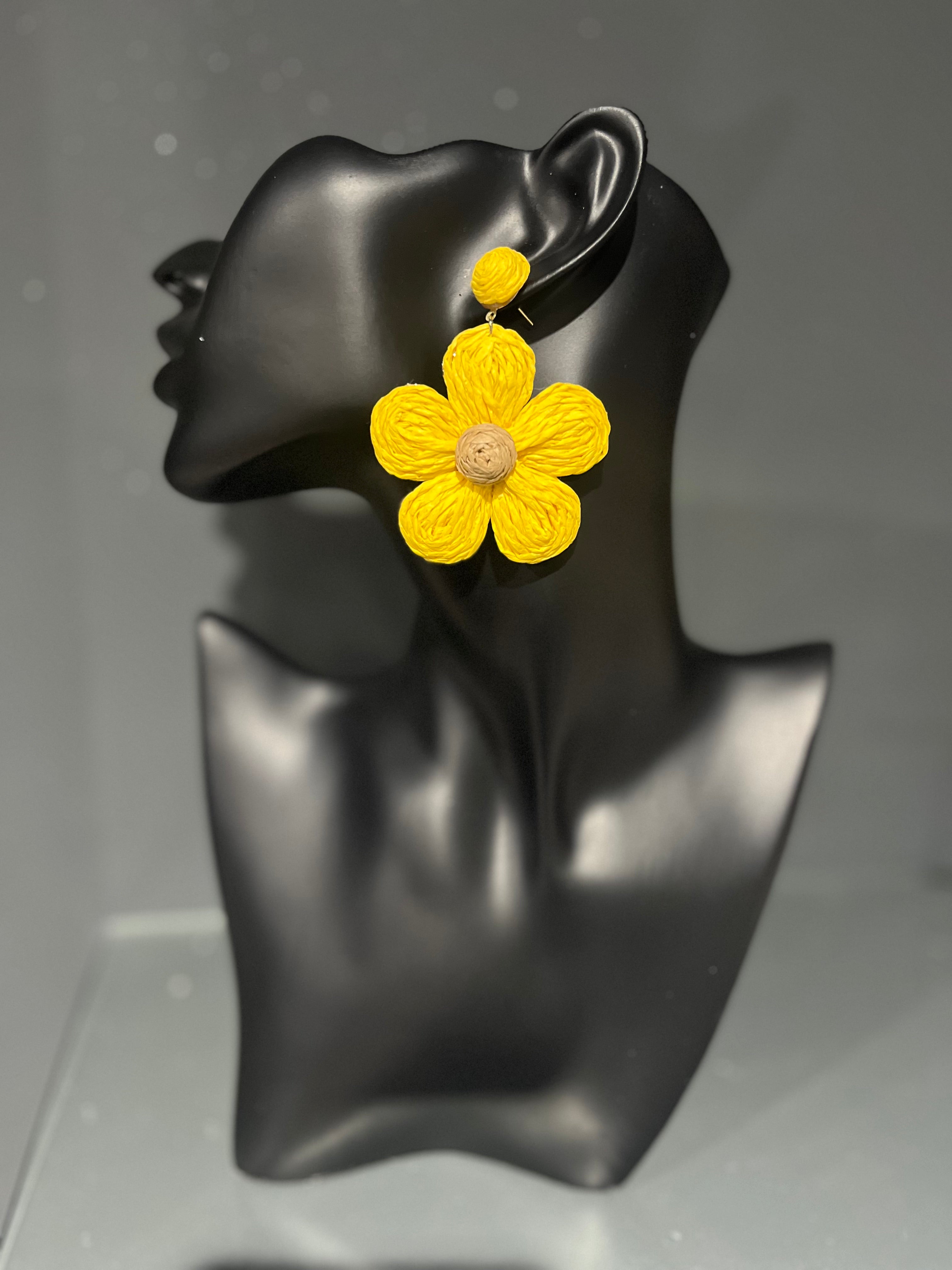 Yellow Raffia Earring