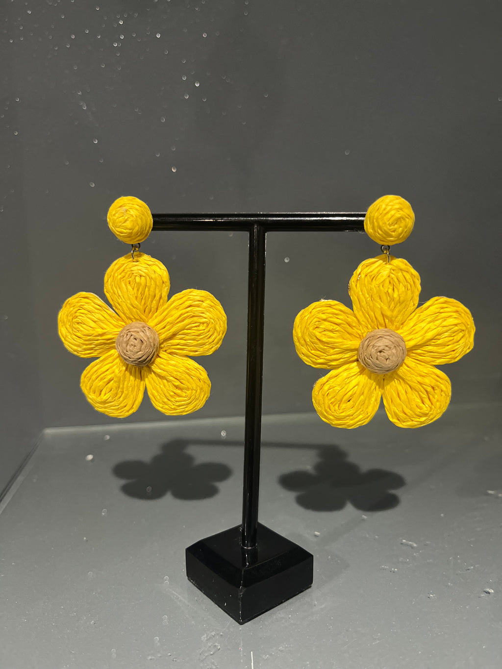 Yellow Raffia Earring