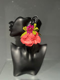 Red Petal Gemstone & Bow Earring