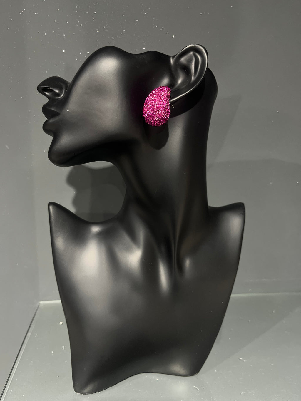 Hot Pink Rhinestone Stud Earring