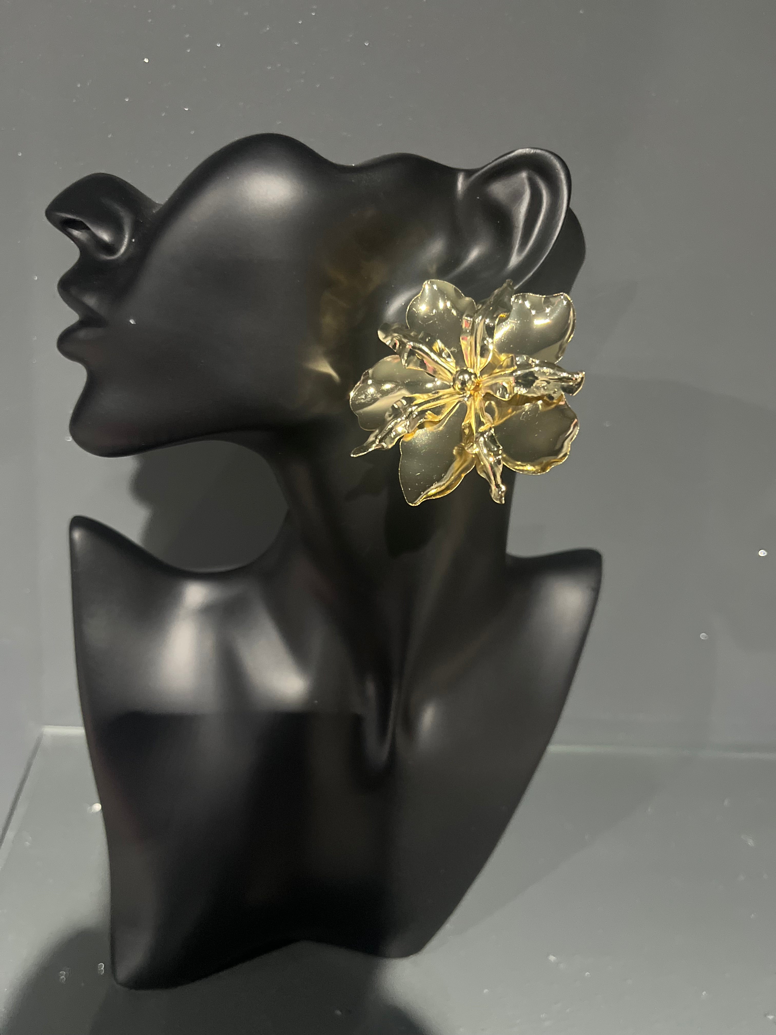 Two Tone Gold Exaggerated Flower Earring