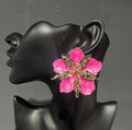 Hot Pink & Gold Exaggerated Flower Earring