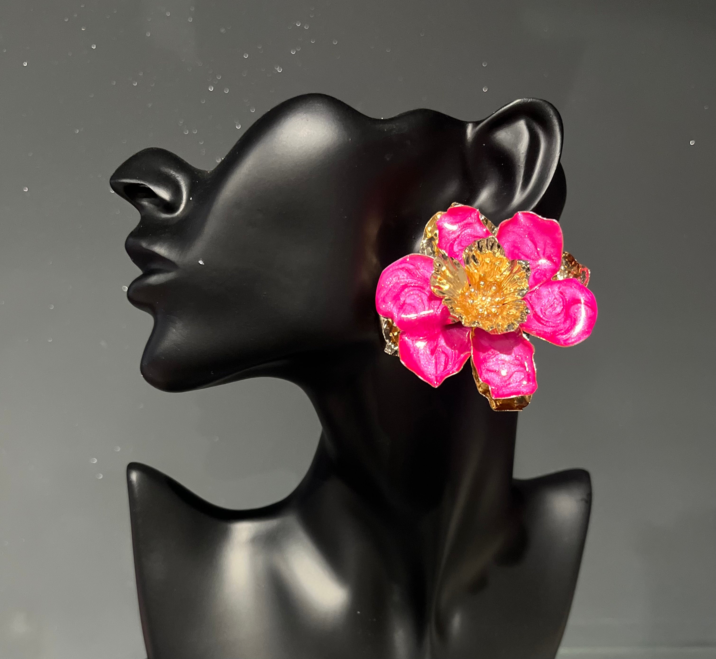 Hot Pink & Gold Bohemian Earring