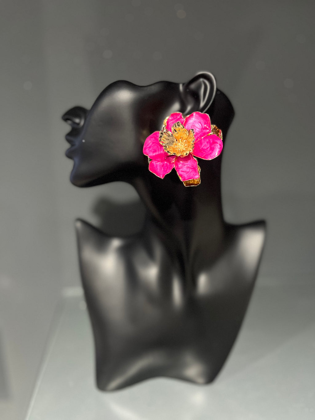 Hot Pink & Gold Bohemian Earring