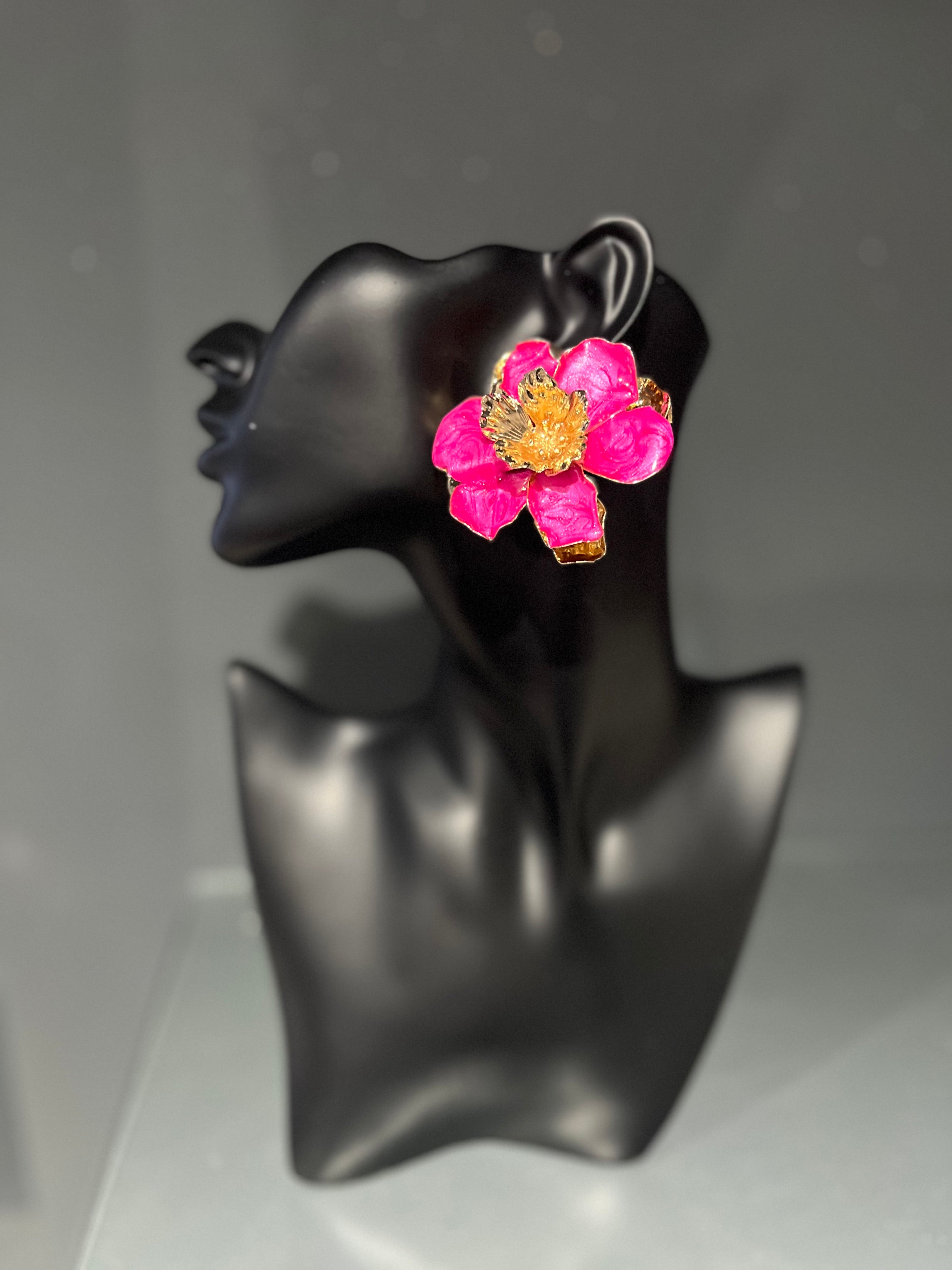 Hot Pink & Gold Bohemian Earring