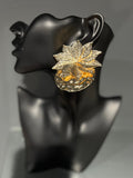 Golden Leaf & Circle Earring