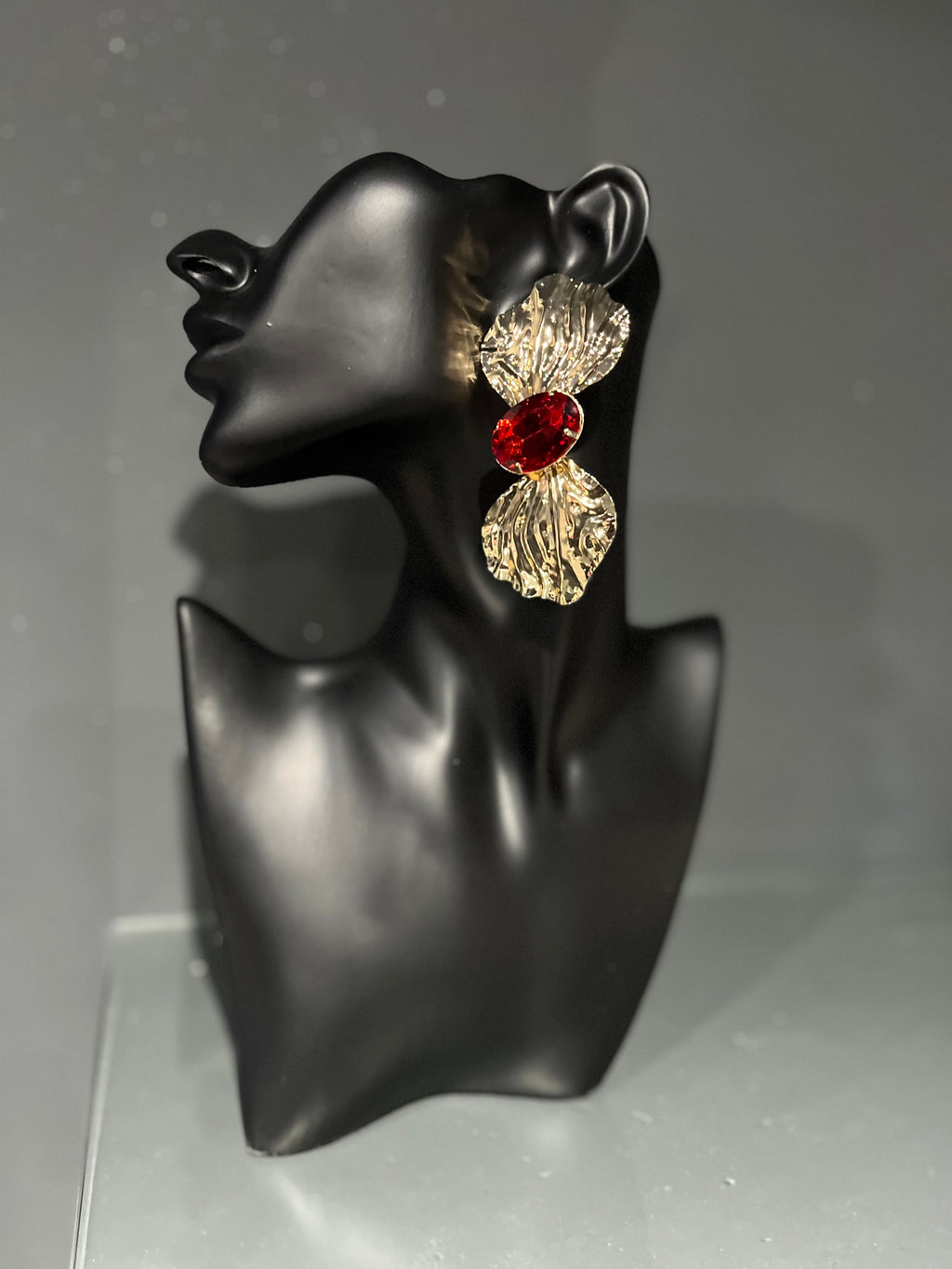 Red & Gold Bowtie Earring