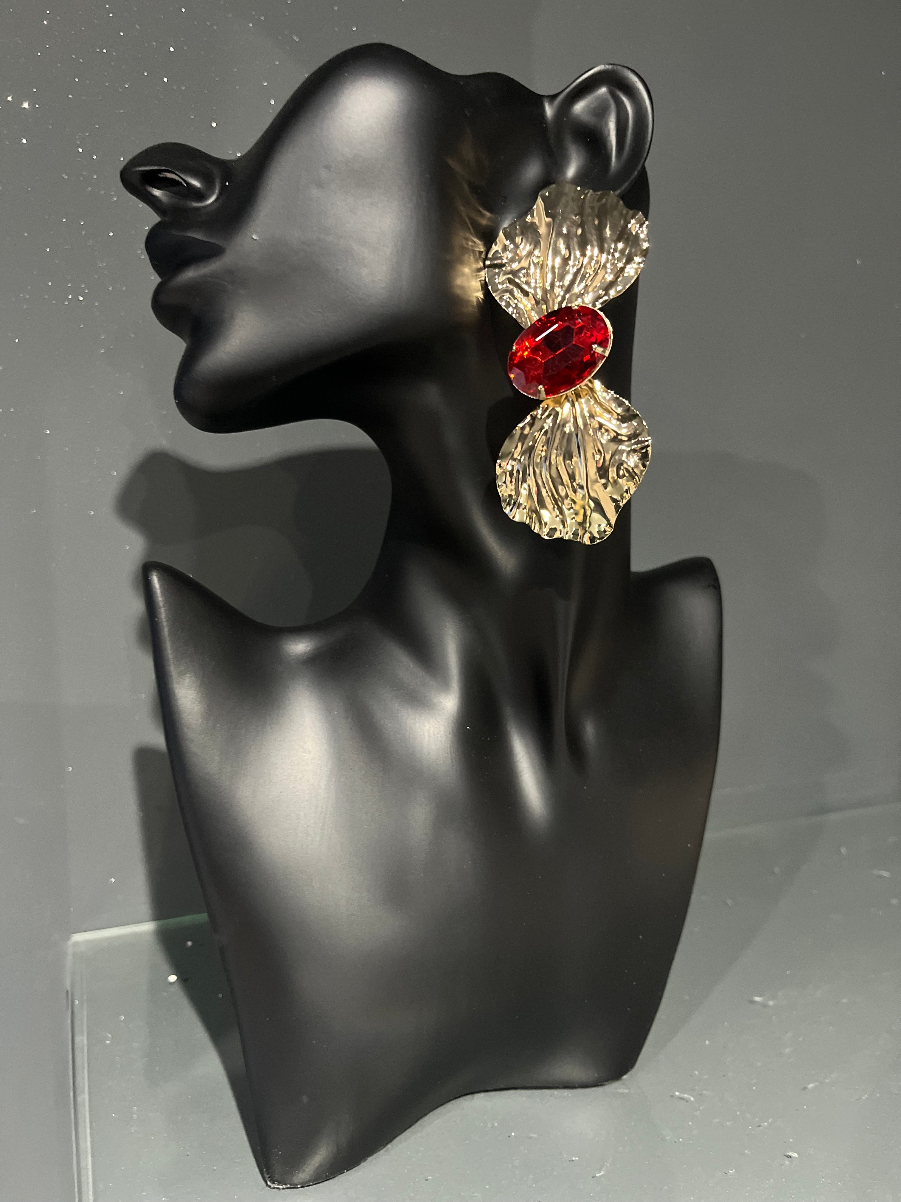 Red & Gold Bowtie Earring