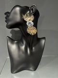White & Gold Bowtie Earring