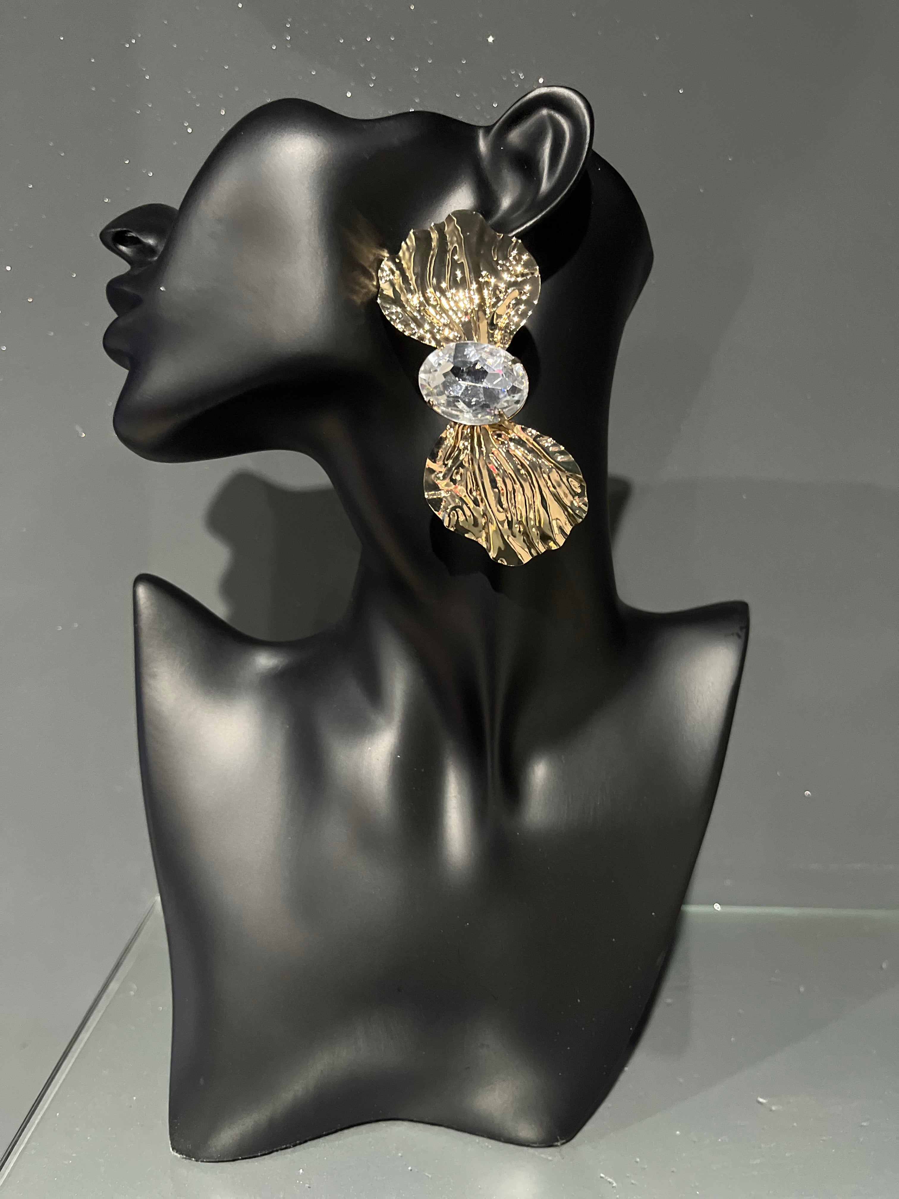 White & Gold Bowtie Earring