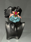 Blue Petal & Multicoloured Gemstone Bow Earring