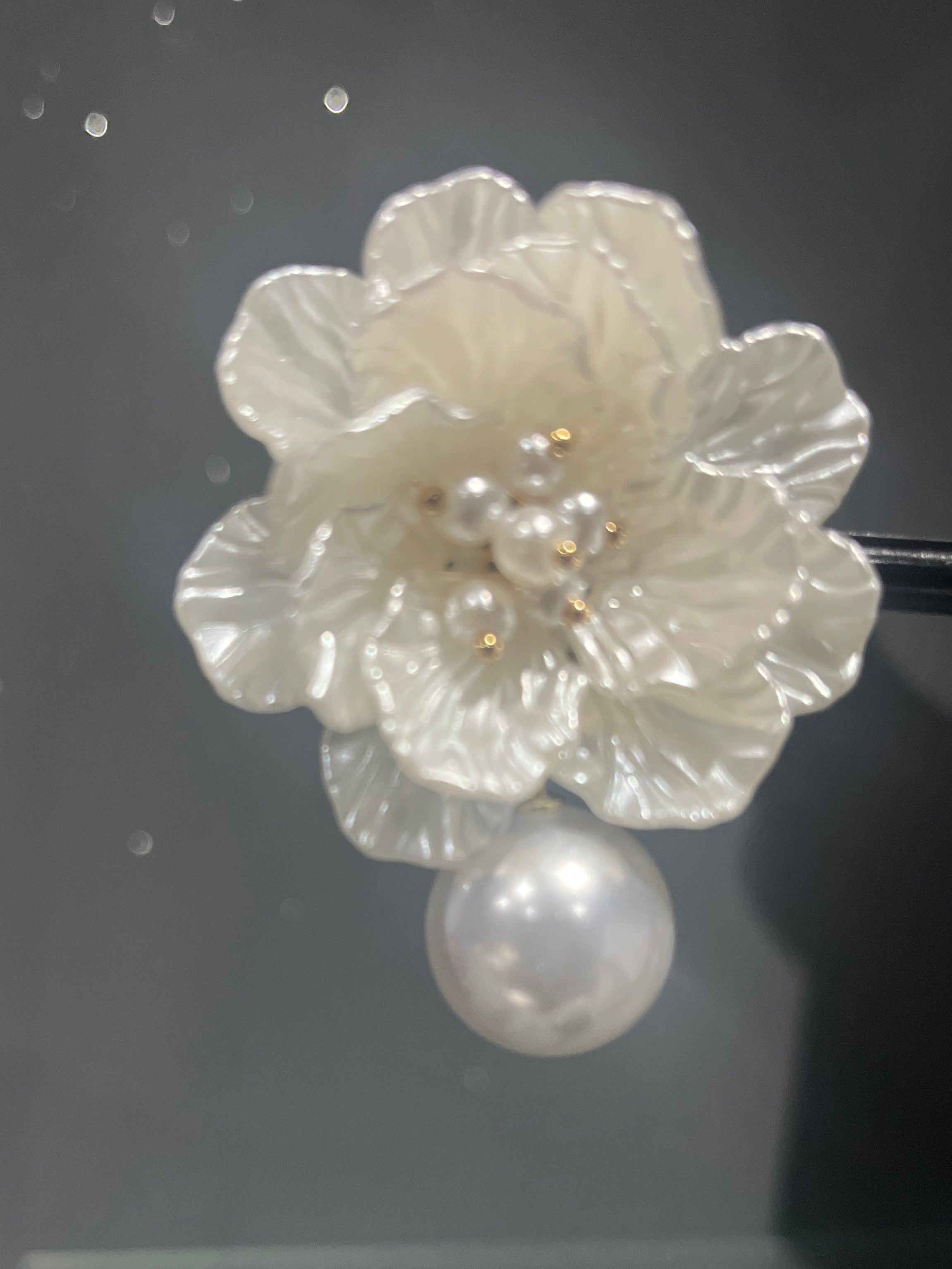 White Flower and Pearl Earring