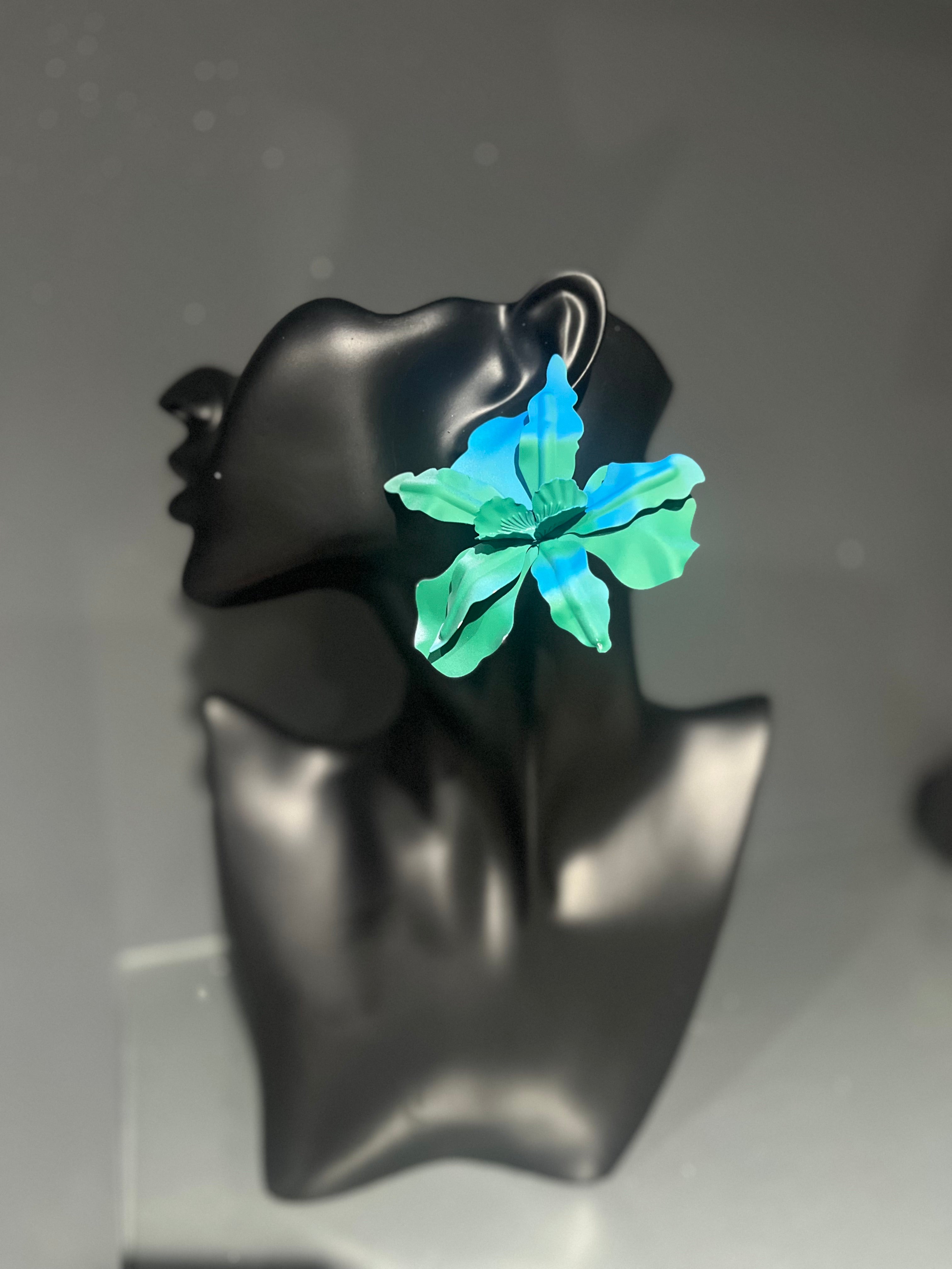 Blue & Green Flower Ombre Earring