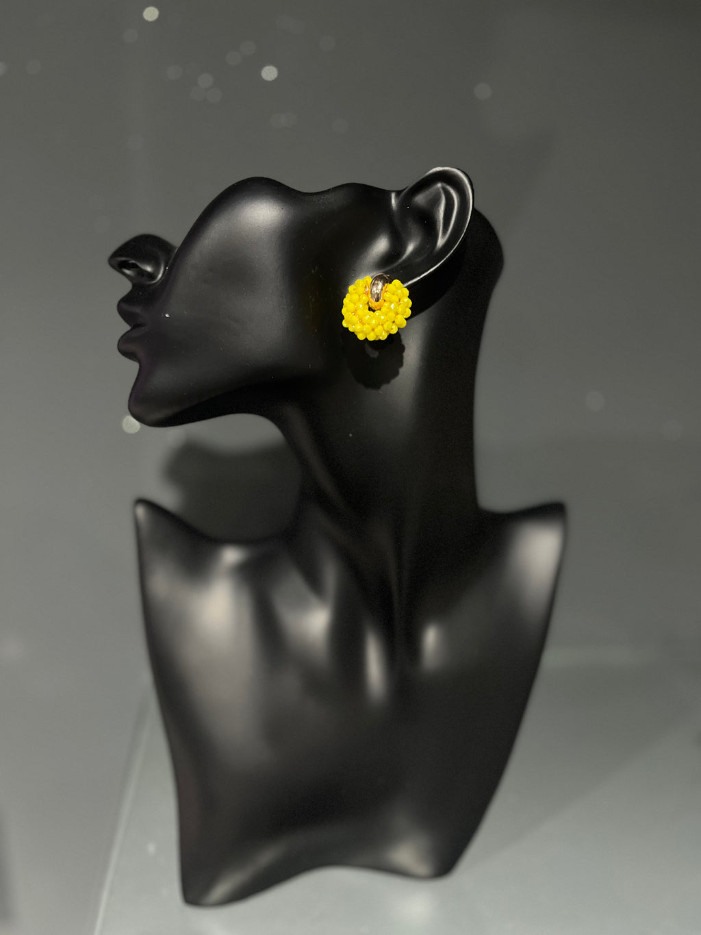 Yellow Beaded Stud Earring