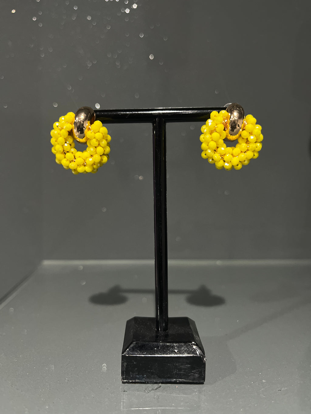 Yellow Beaded Stud Earring