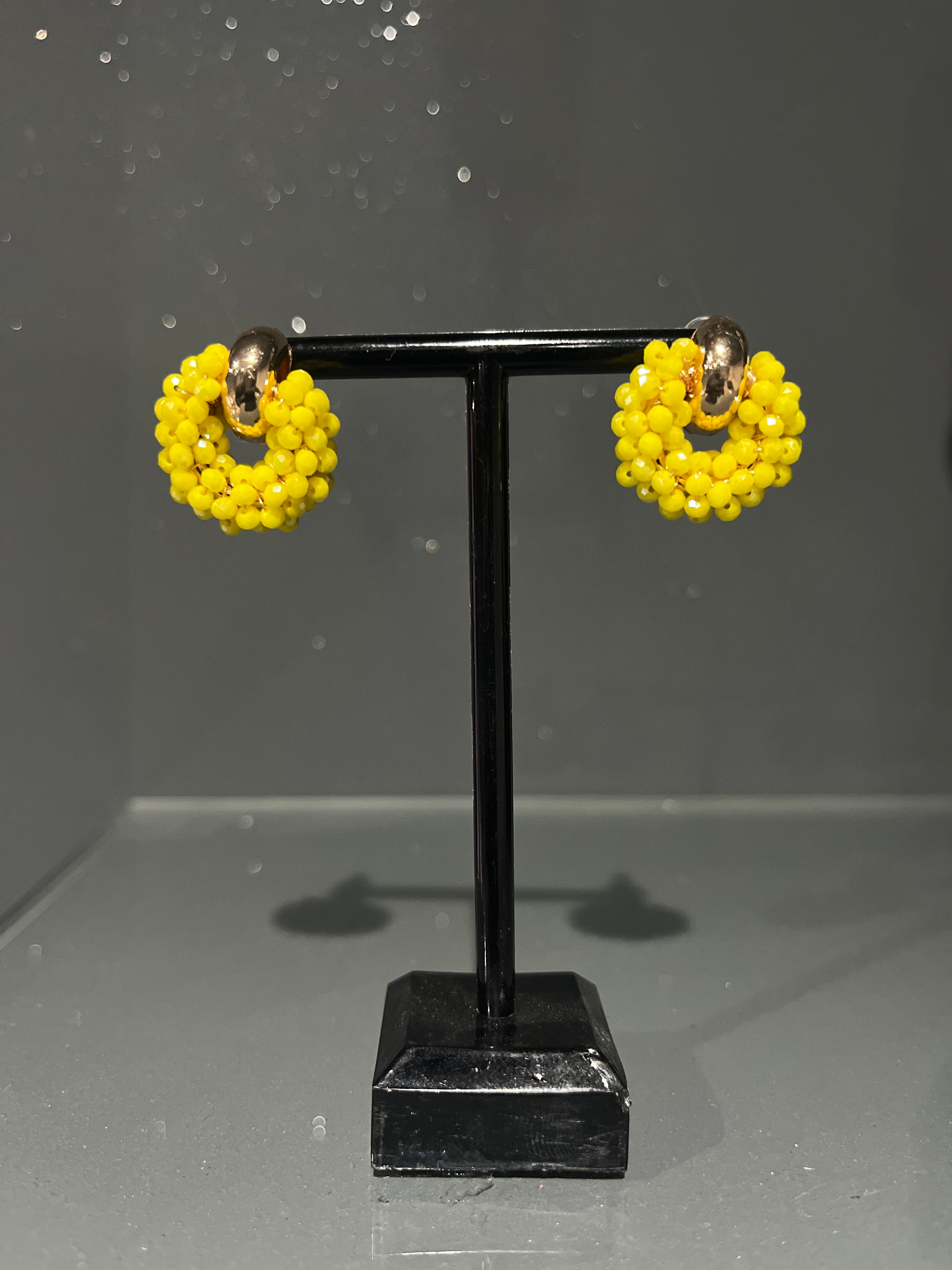 Yellow Beaded Stud Earring