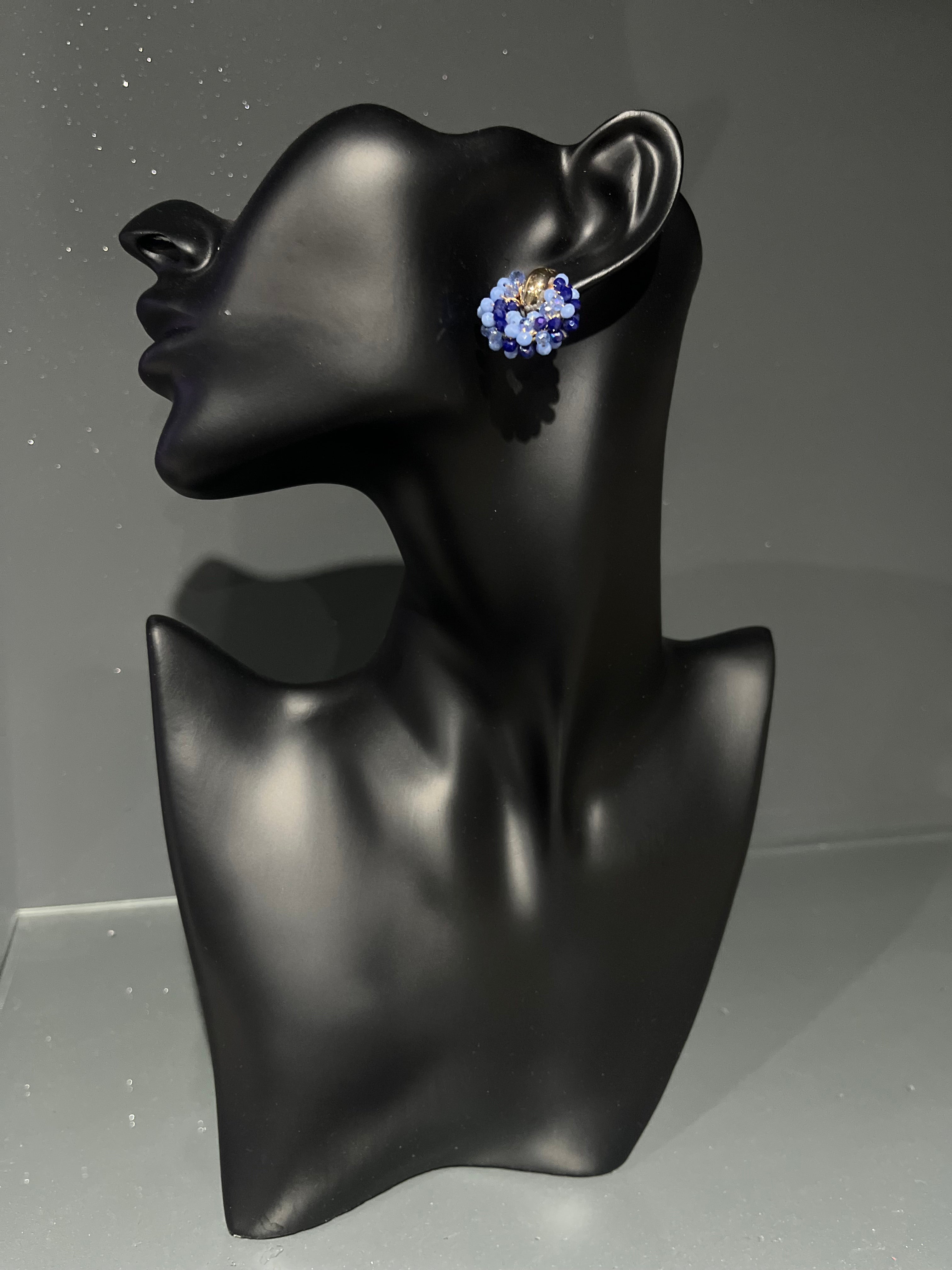 Blue Beaded Stud Earring