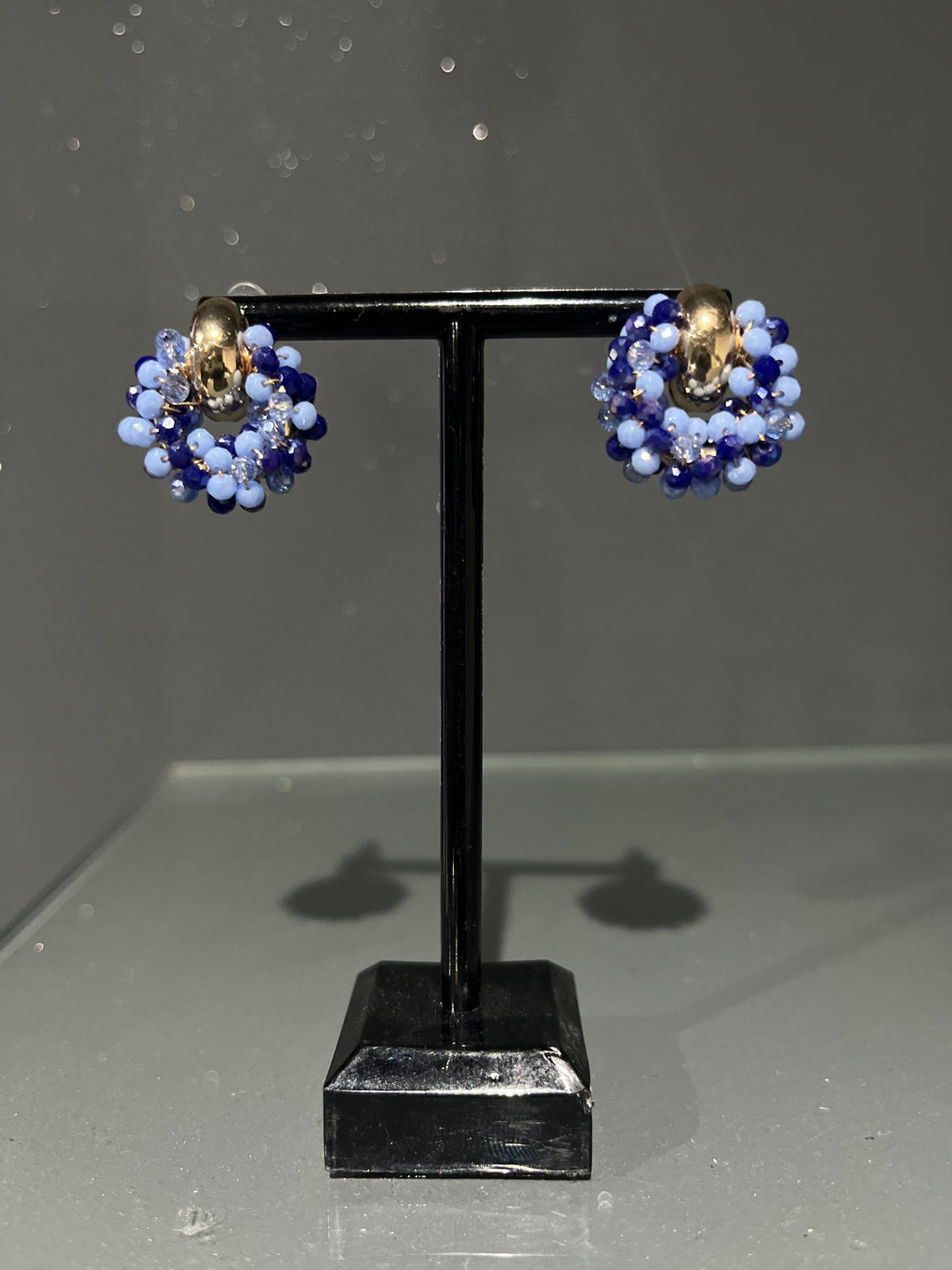 Blue Beaded Stud Earring