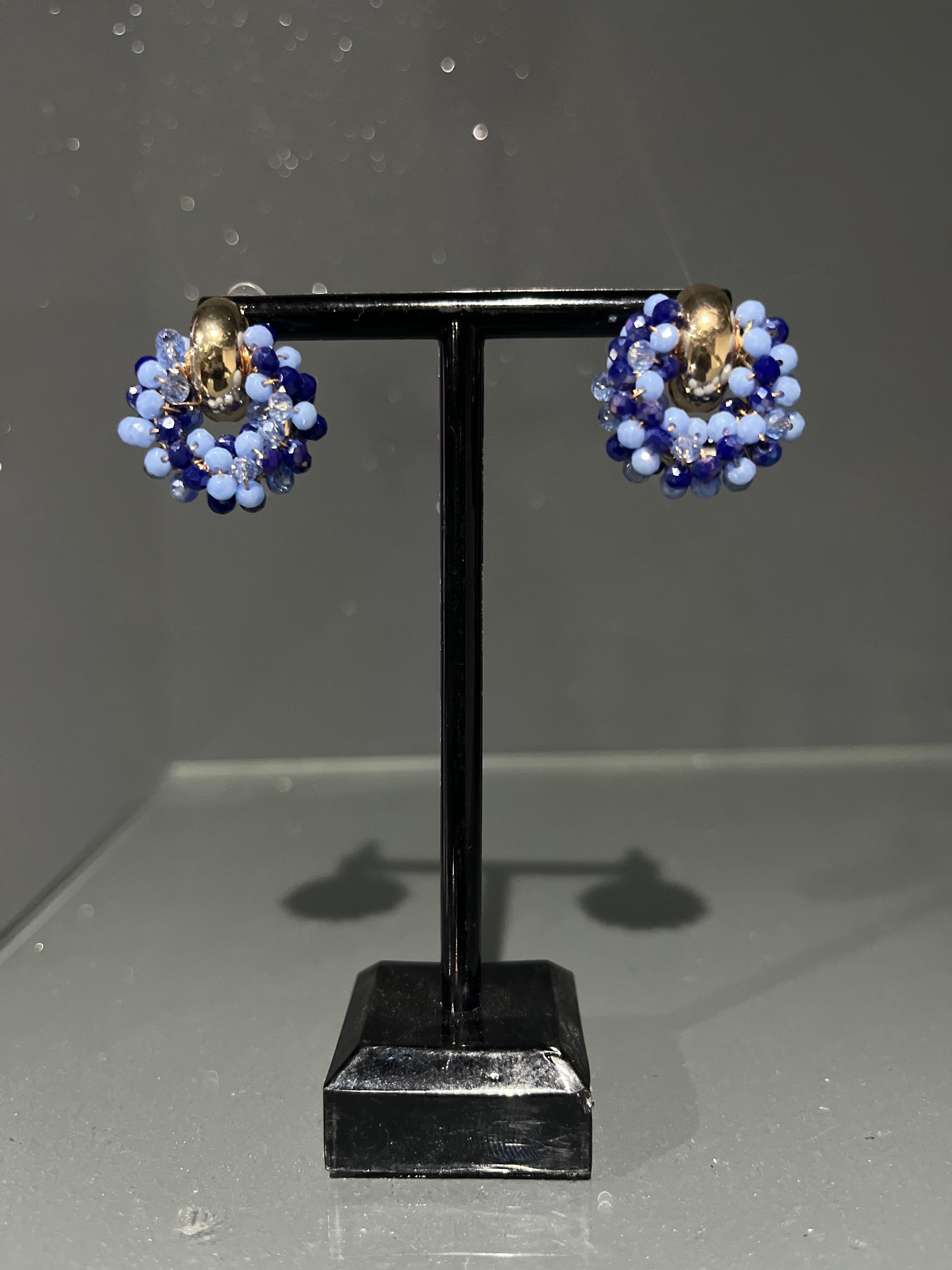 Blue Beaded Stud Earring