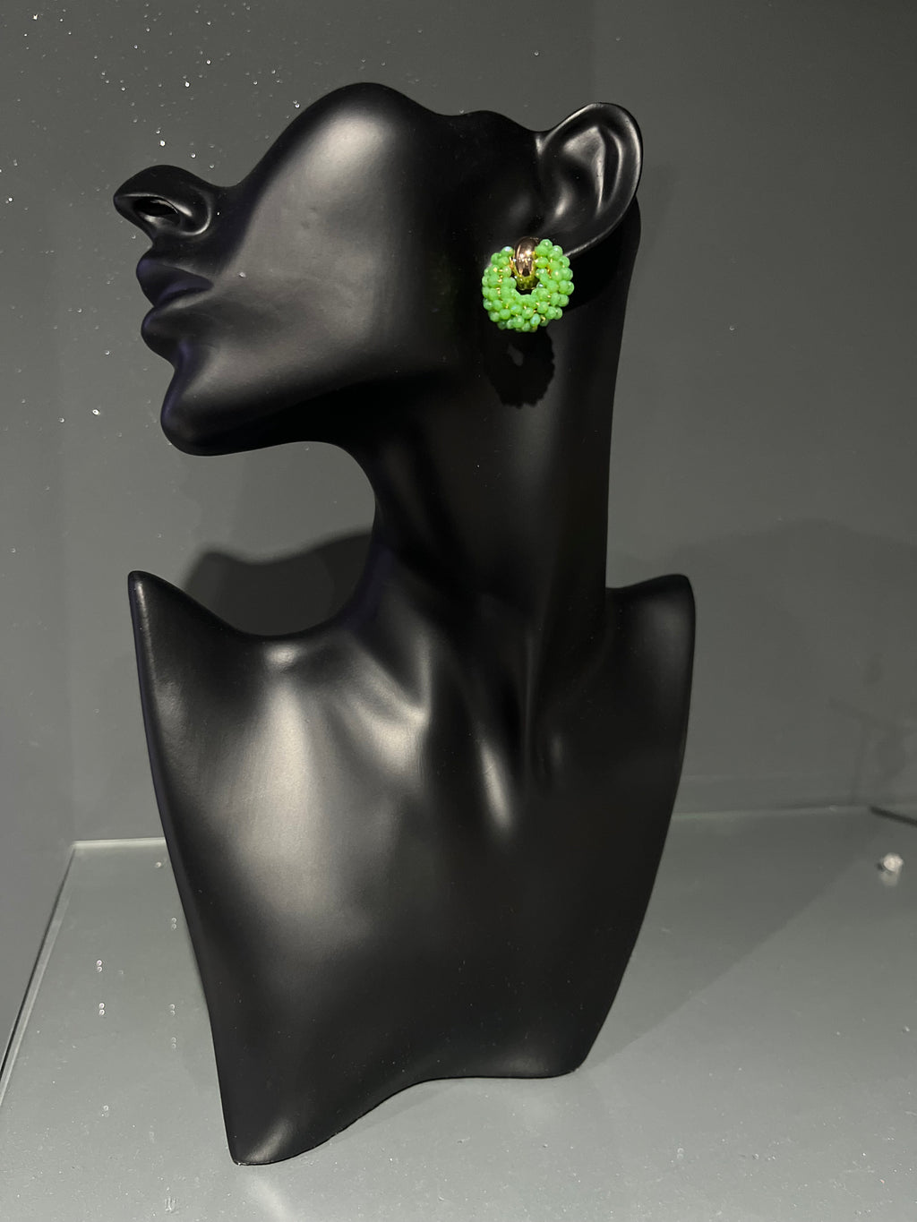 Green Beaded Stud Earring